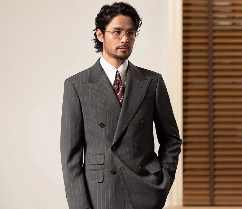 Pinstripe Double-Breasted Suit