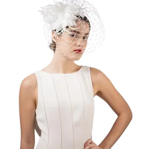 Pleated Crinoline Comb Fascinator: Ivory