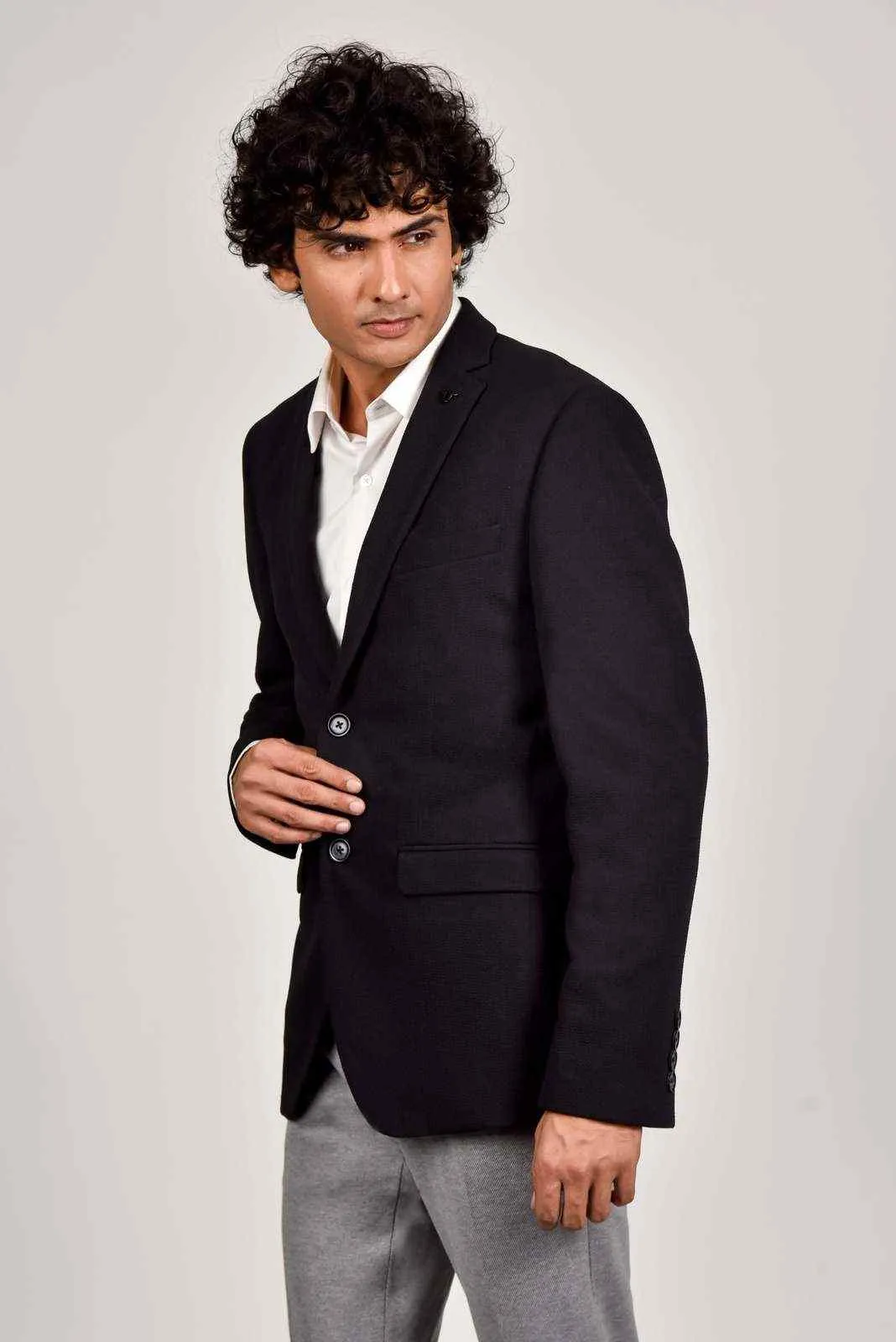Plus Size of Black Knitted Formal Blazer