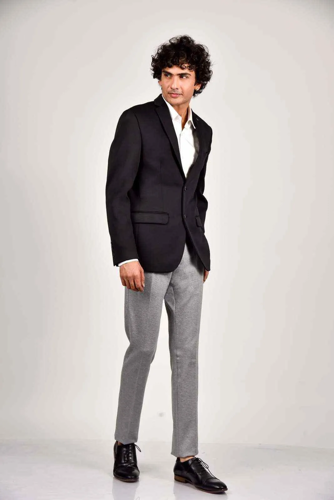 Plus Size of Black Knitted Premium Blazer