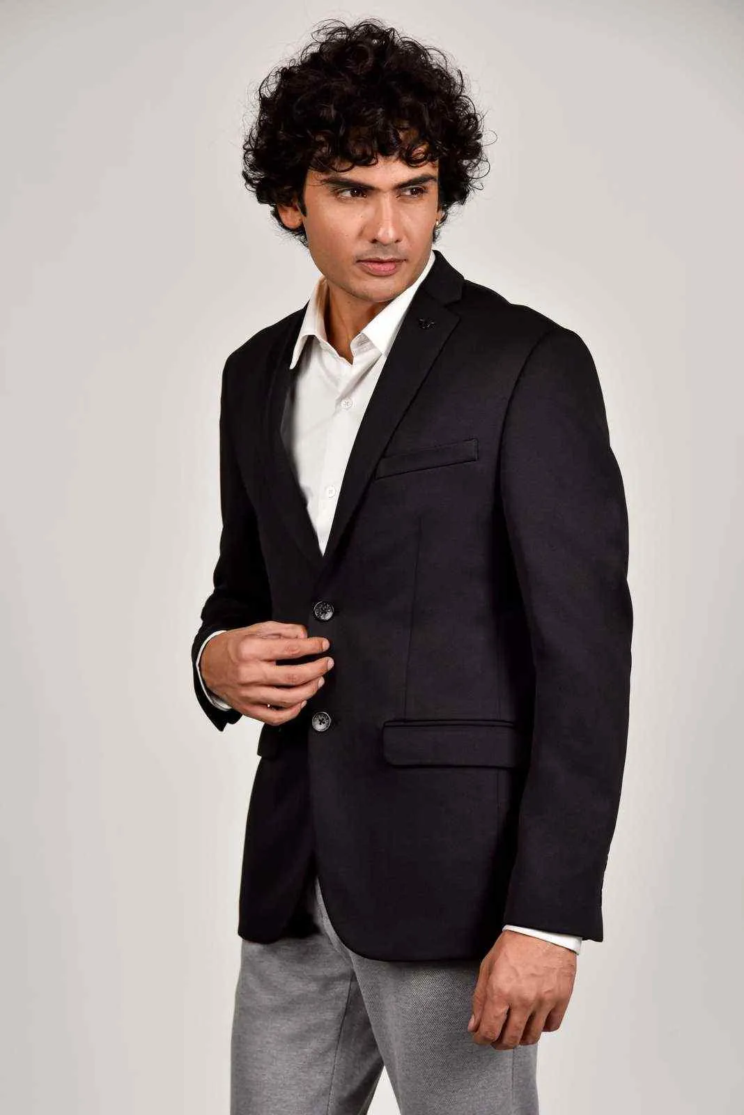 Plus Size of Black Knitted Premium Blazer