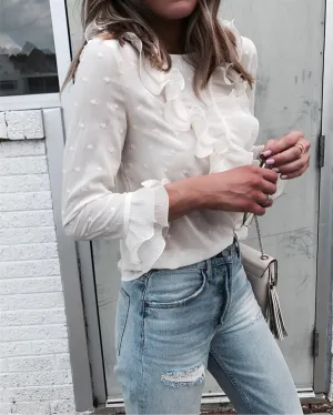 Polka Dot Lace Blouse – Elegant & Chic
