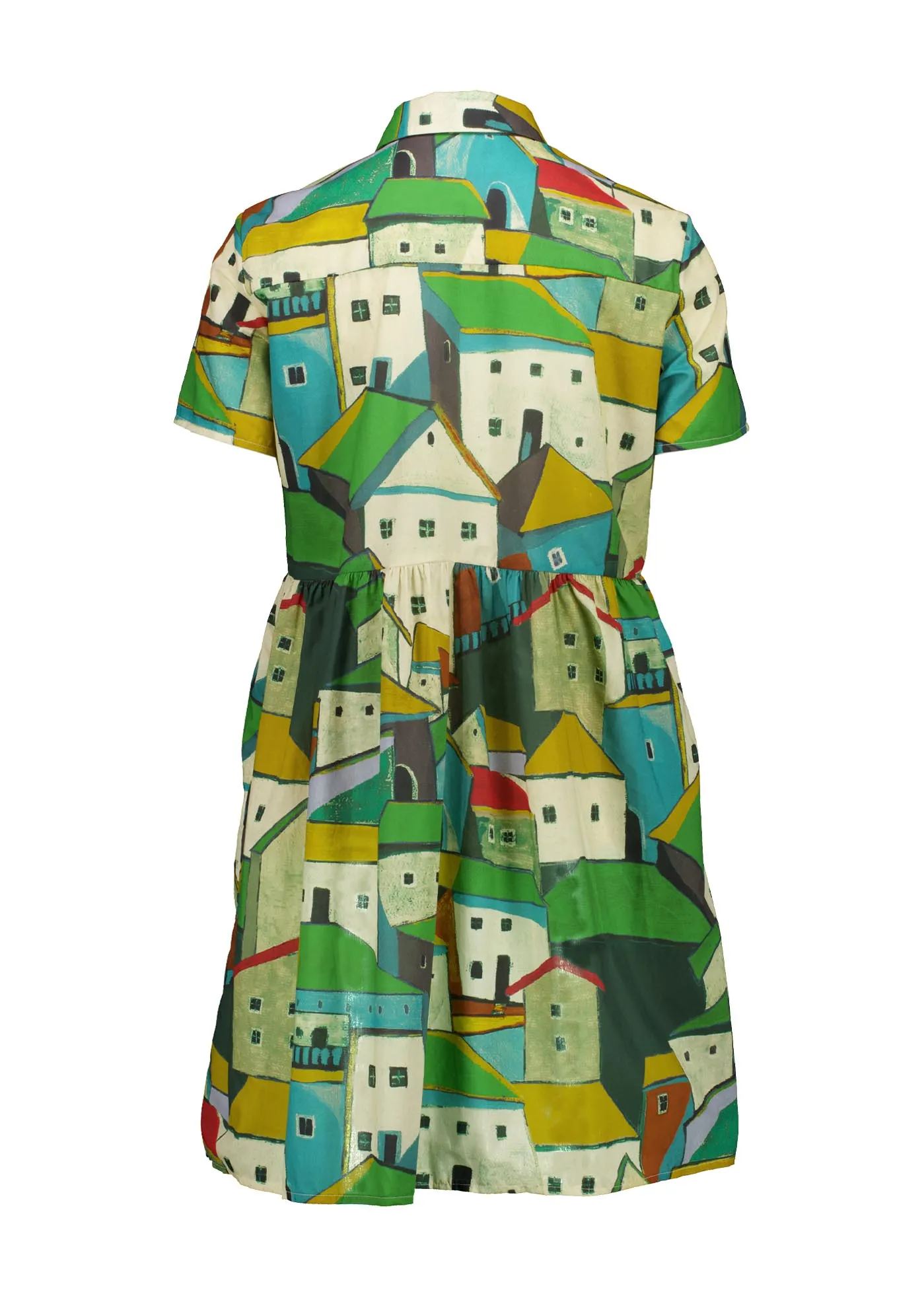 Pueblito Villa Dress Green in Cotton