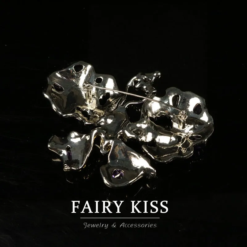 Purple Rhinestone Butterfly Brooch Zinc Alloy Pin