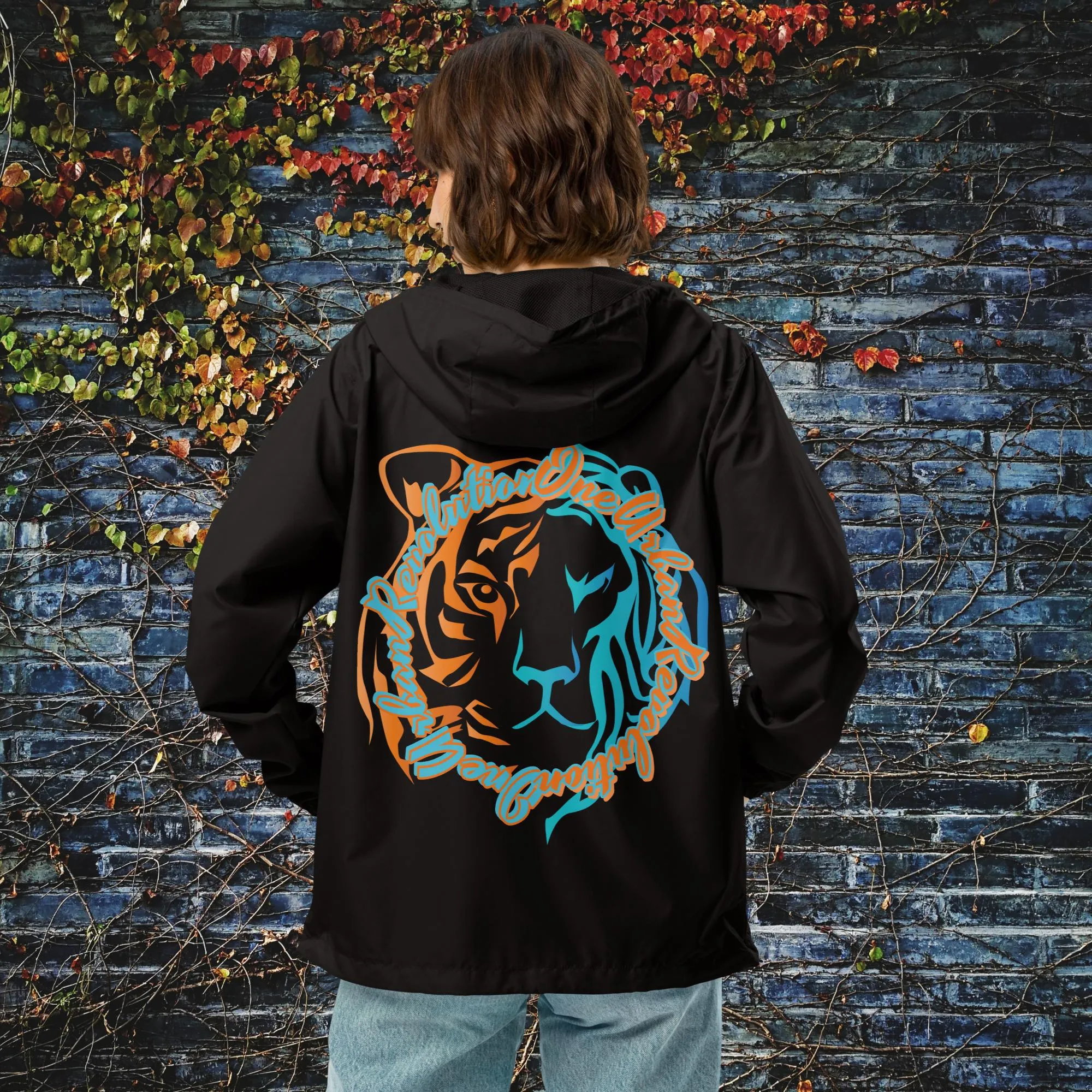 "LION AND TIGER" Unisex Lightweight Zip Up Windbreaker