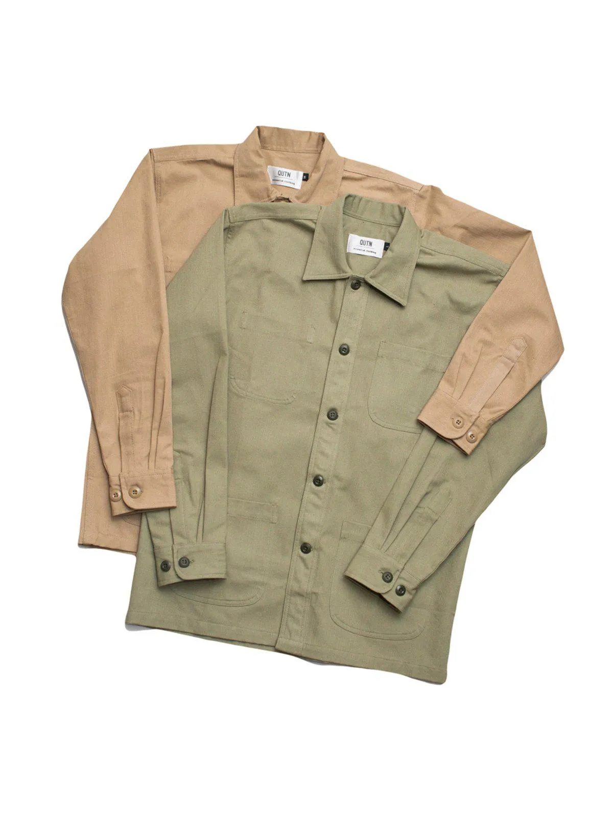 Qutn 3 Pocket Jacket LT Olive Herringbone