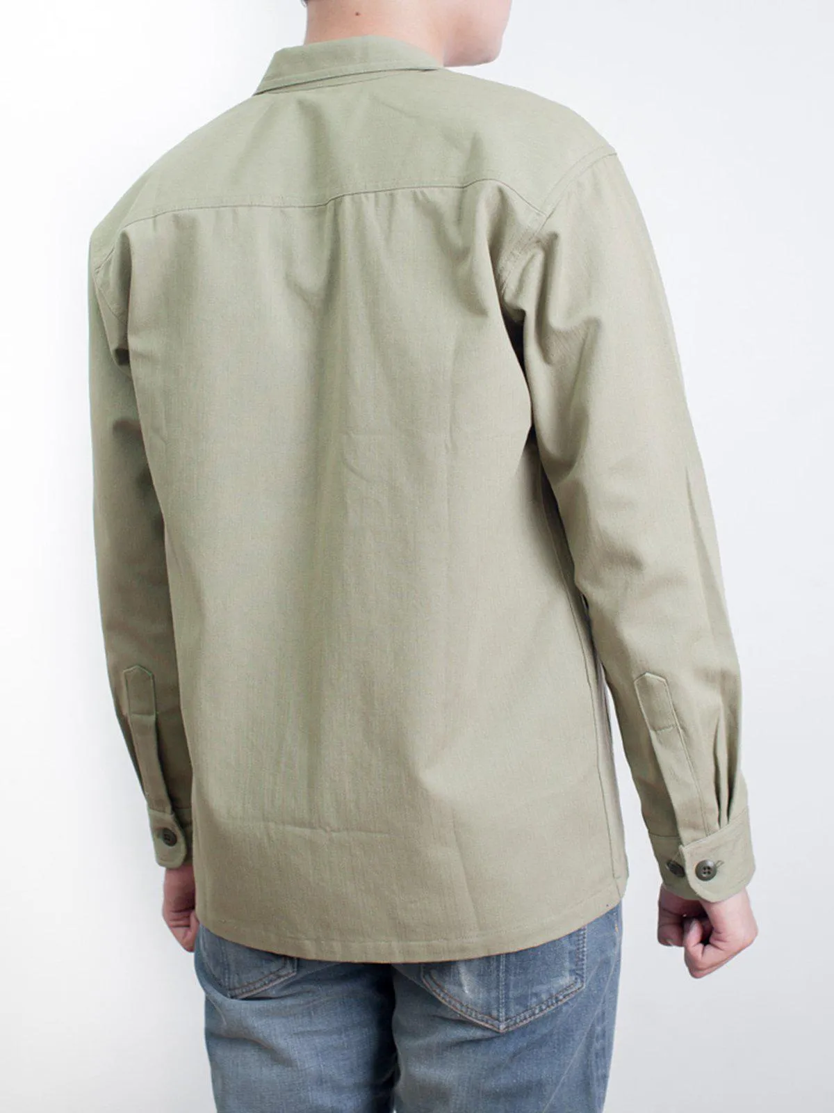Qutn 3 Pocket Jacket LT Olive Herringbone