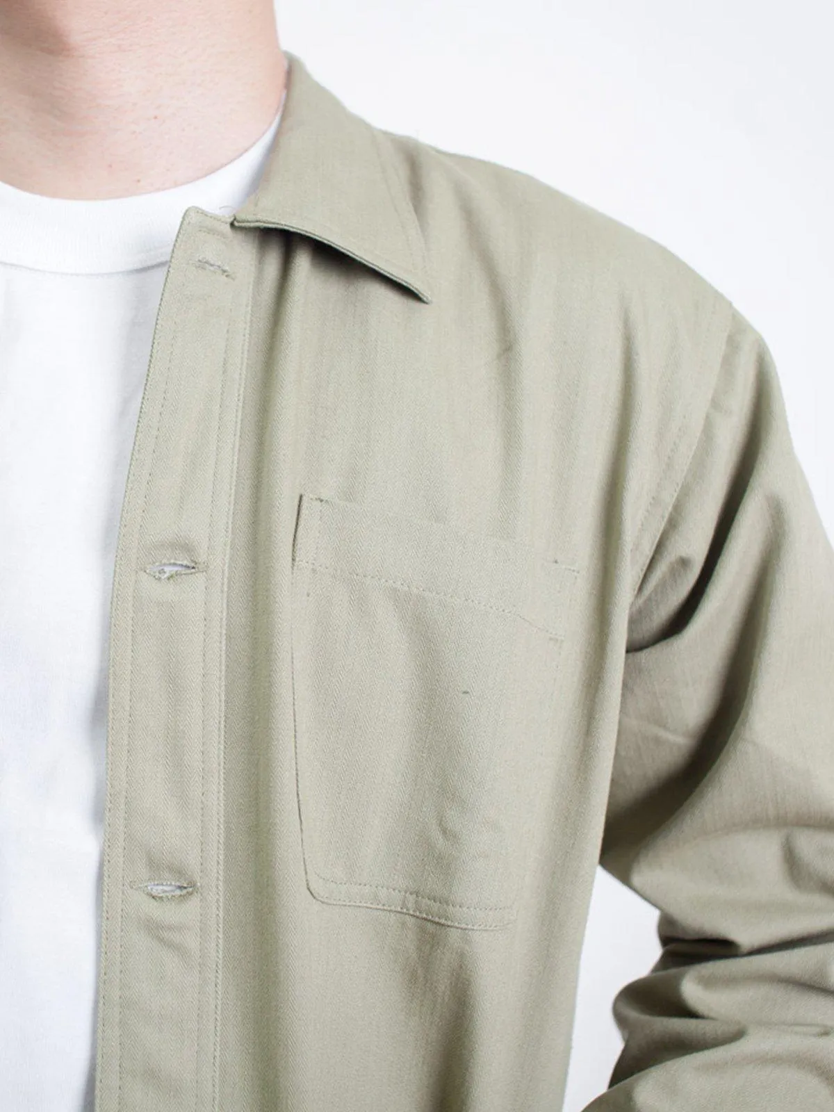 Qutn 3 Pocket Jacket LT Olive Herringbone
