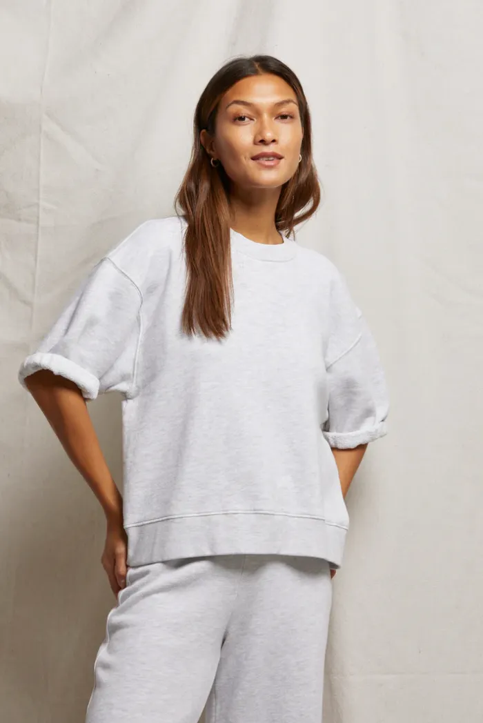 Rebecca Short Sleeve Sweatshirt in Ash | Perfect White Tee