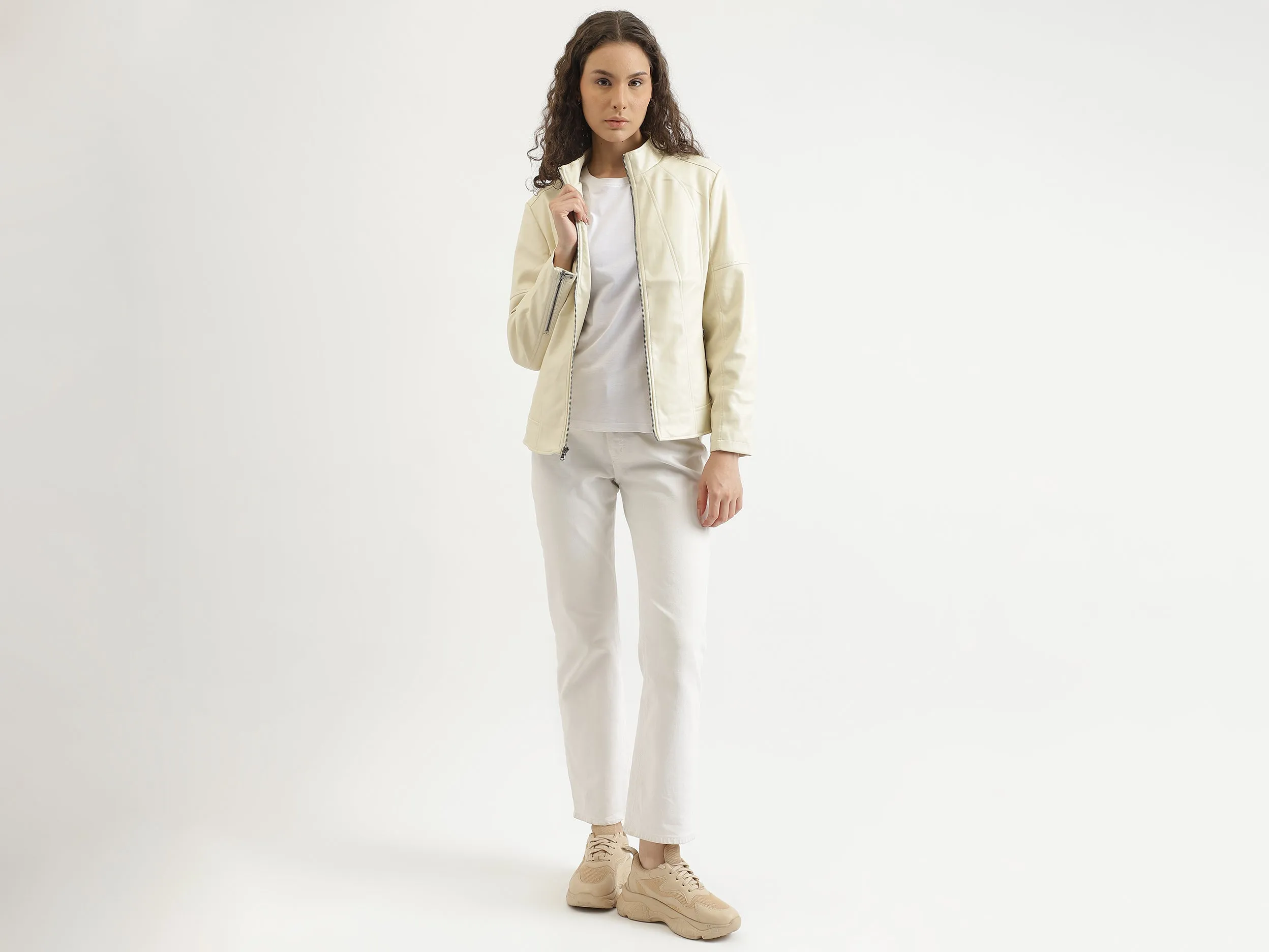 Regular Fit Mock Neck Solid Jacket
