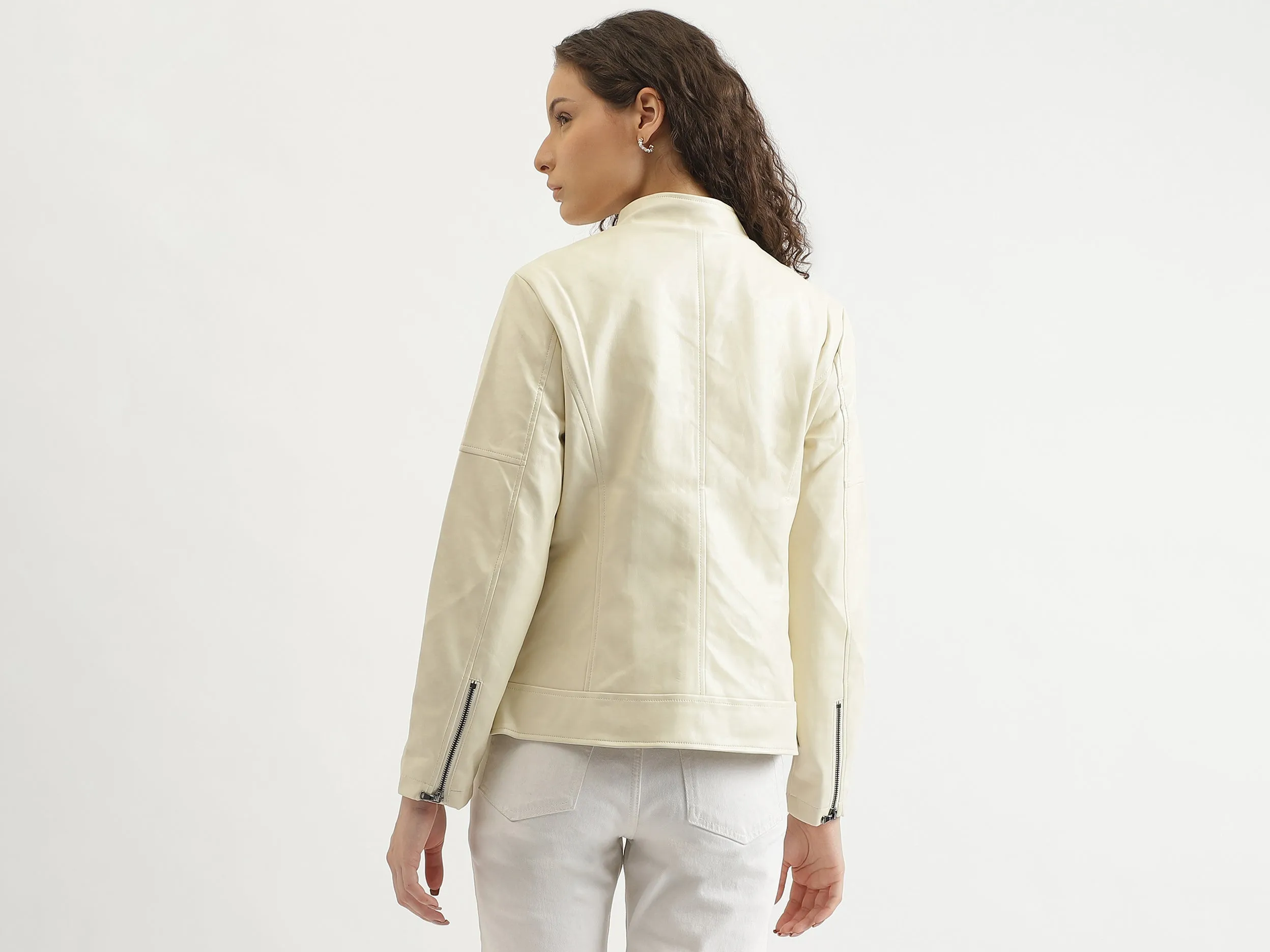 Regular Fit Mock Neck Solid Jacket