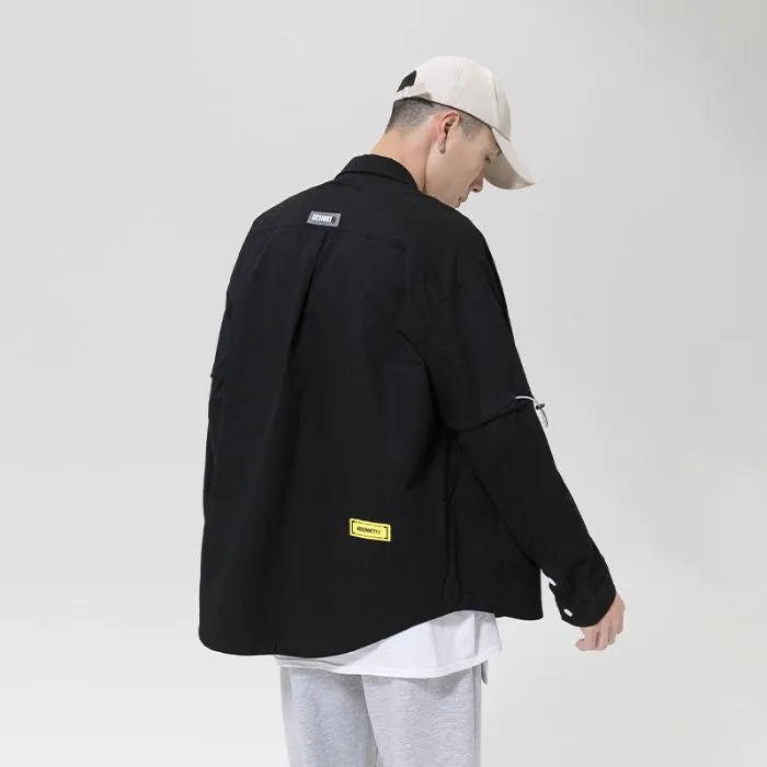 Relaxed Fit Cotton Long Sleeve Shirt with Stylish Letter Print