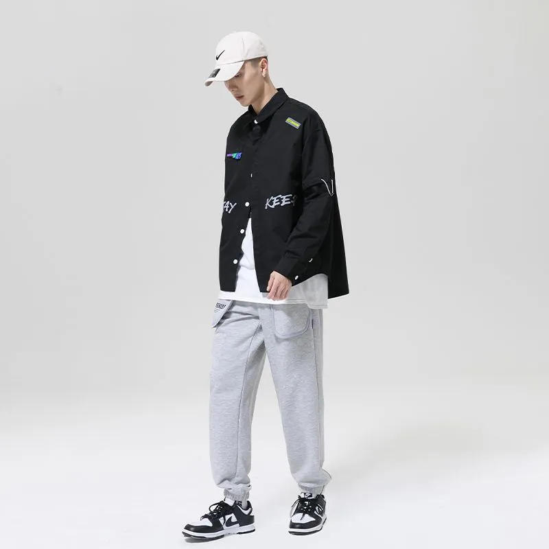 Relaxed Fit Cotton Long Sleeve Shirt with Stylish Letter Print