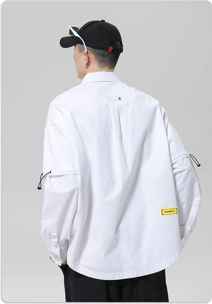 Relaxed Fit Cotton Long Sleeve Shirt with Stylish Letter Print