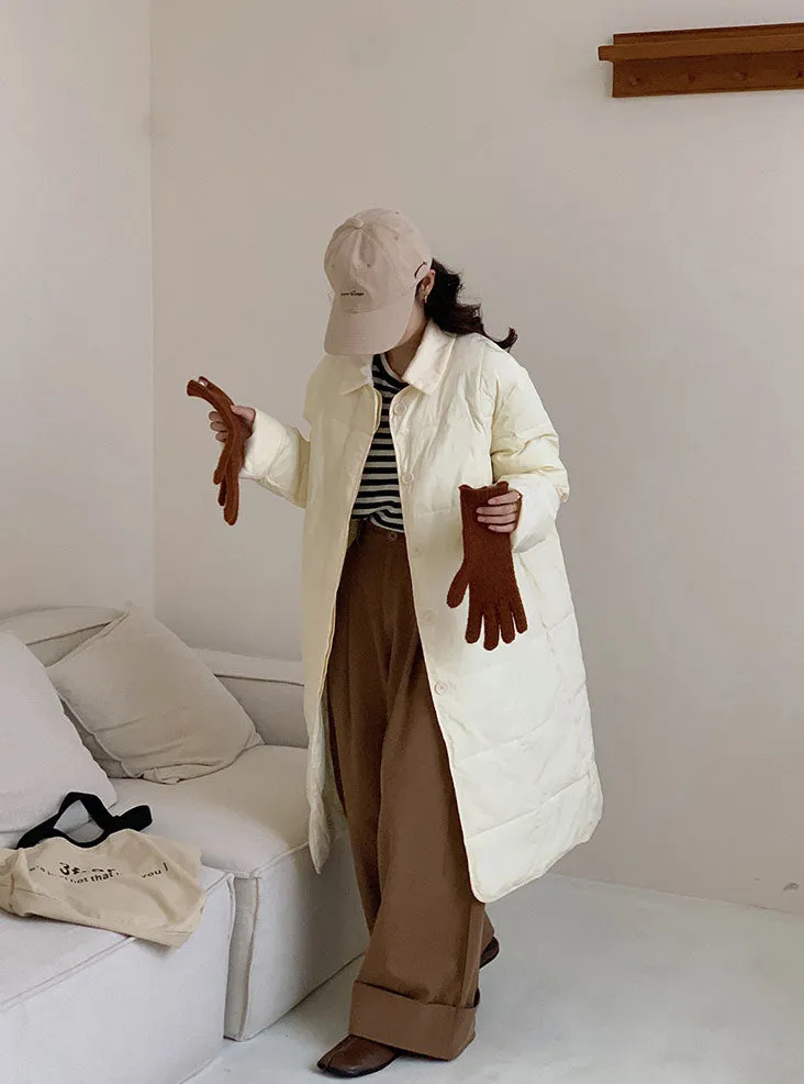 Relaxed-fit Knee-length Patchwork Puffer Coat for Women