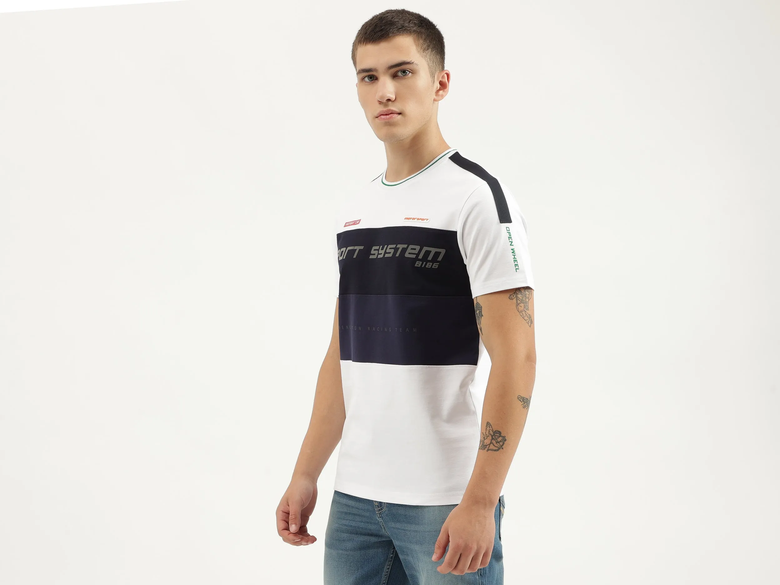 Relaxed Fit Round Neck Color Block T-shirts