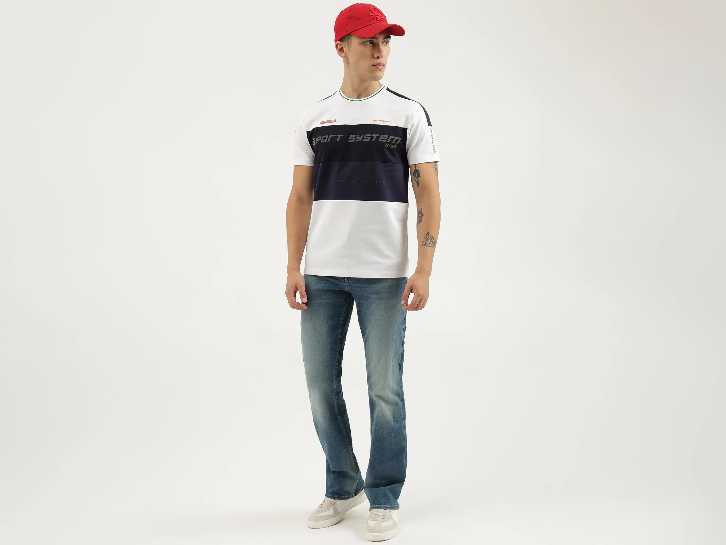Relaxed Fit Round Neck Color Block T-shirts