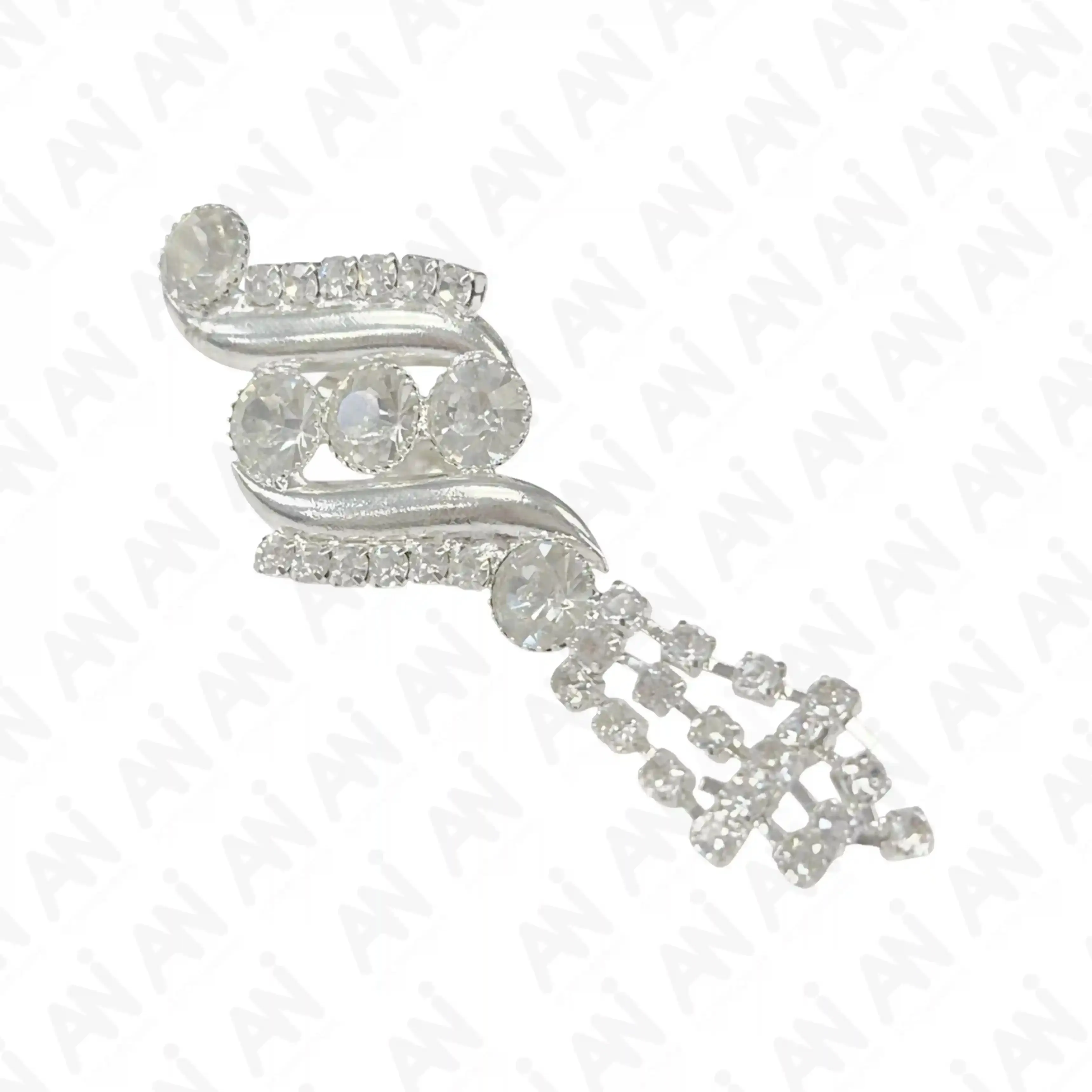 Rhinestone Swirl Brooch for Bridal & Fashion