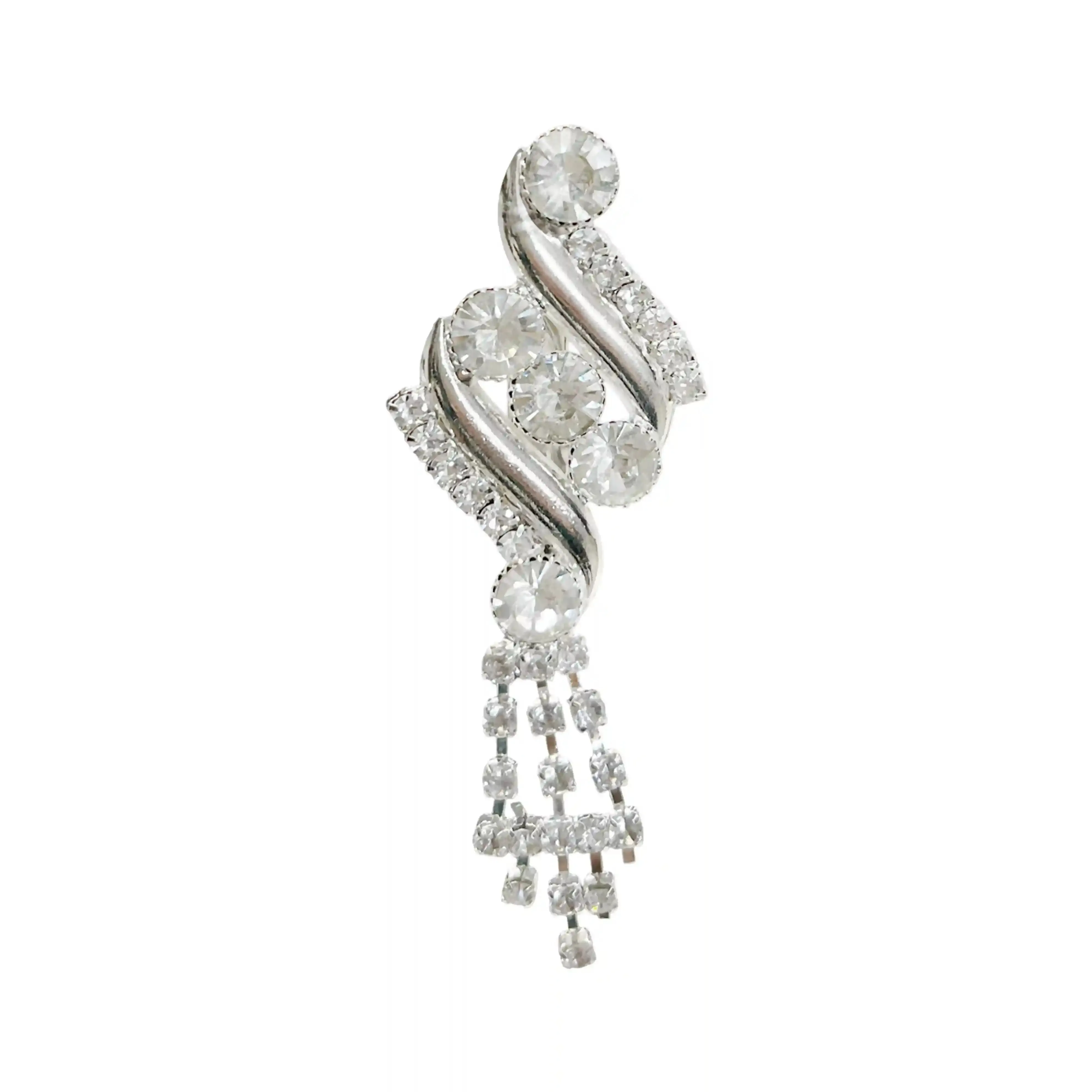 Rhinestone Swirl Brooch for Bridal & Fashion