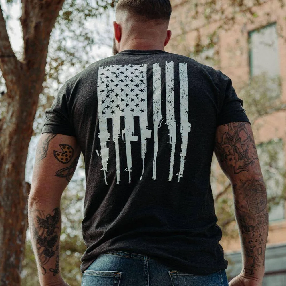 Rifle Flag Pocket T-Shirt - Black Heather