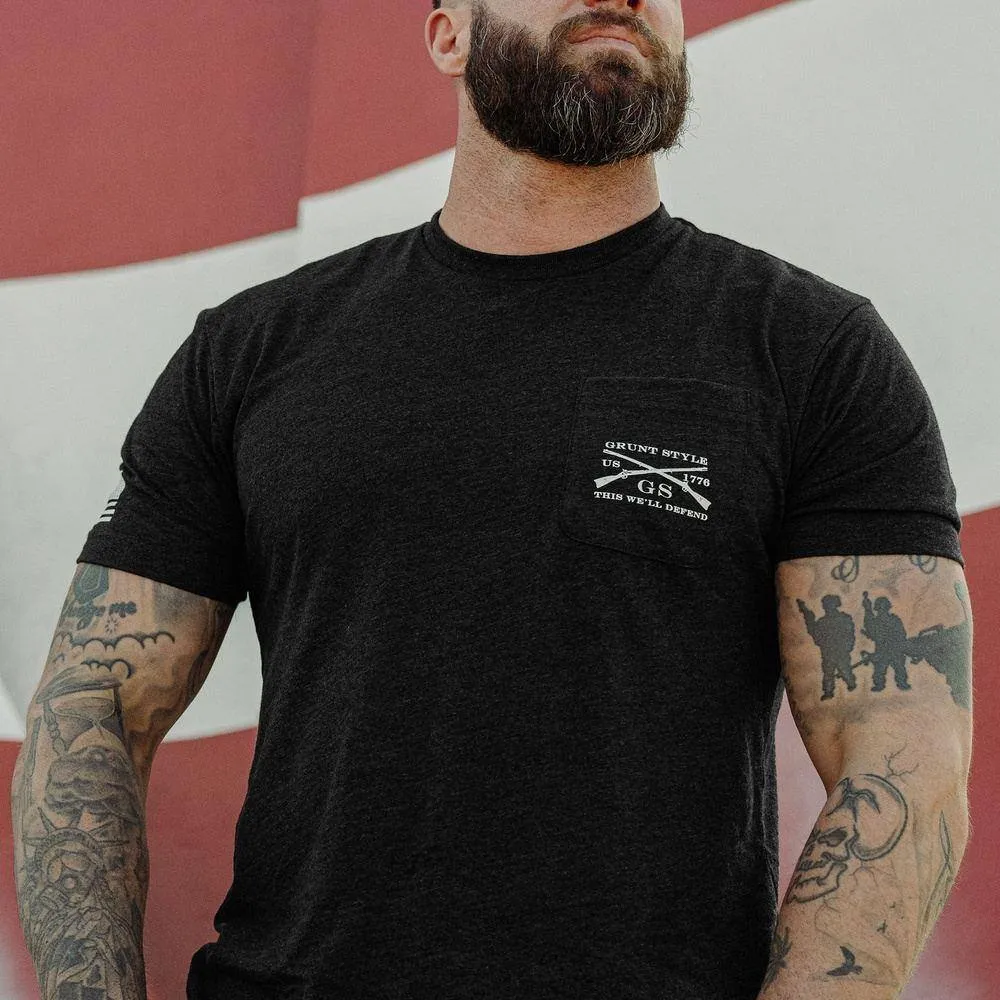 Rifle Flag Pocket T-Shirt - Black Heather