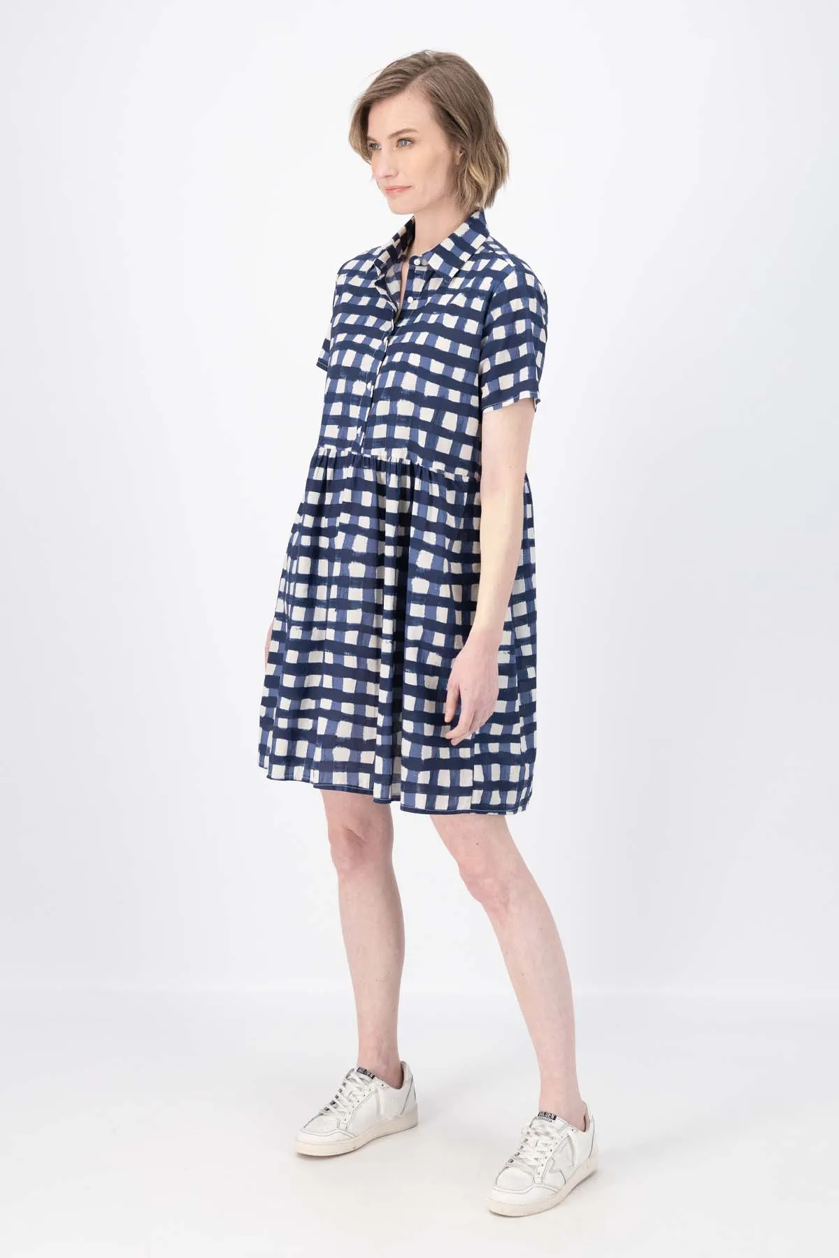Rosa Villa Dress Navy in Cotton