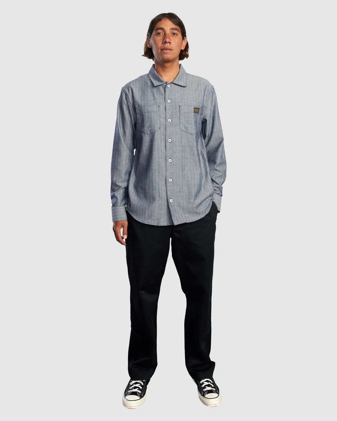 RVCA DAY SHIFT LS MOODY BLUE