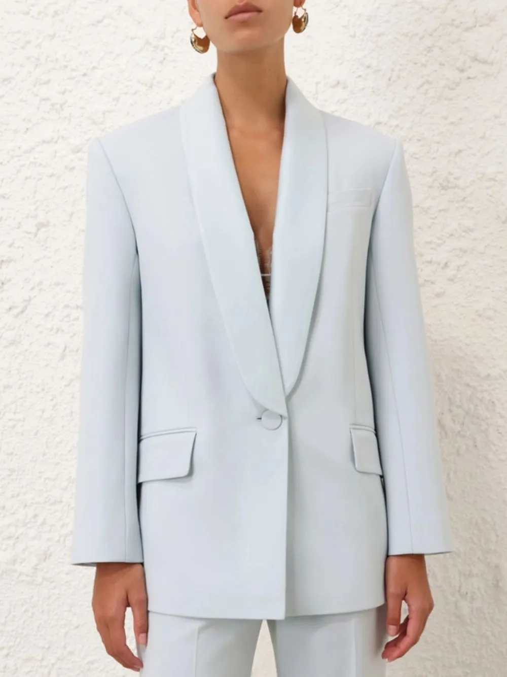 Sea Foam Shawl Collar Tuxedo Jacket