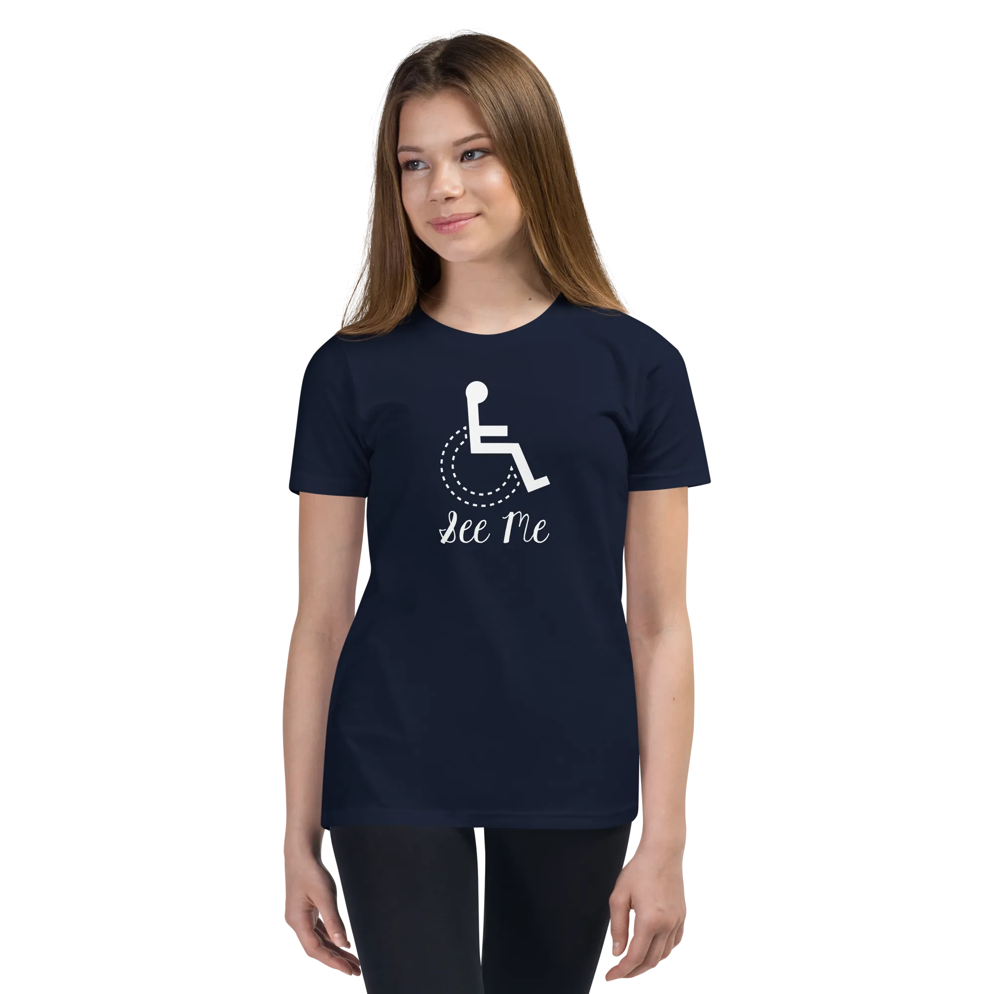 See Me (Not My Disability) Youth Dark Color Shirts (Fancy Font)