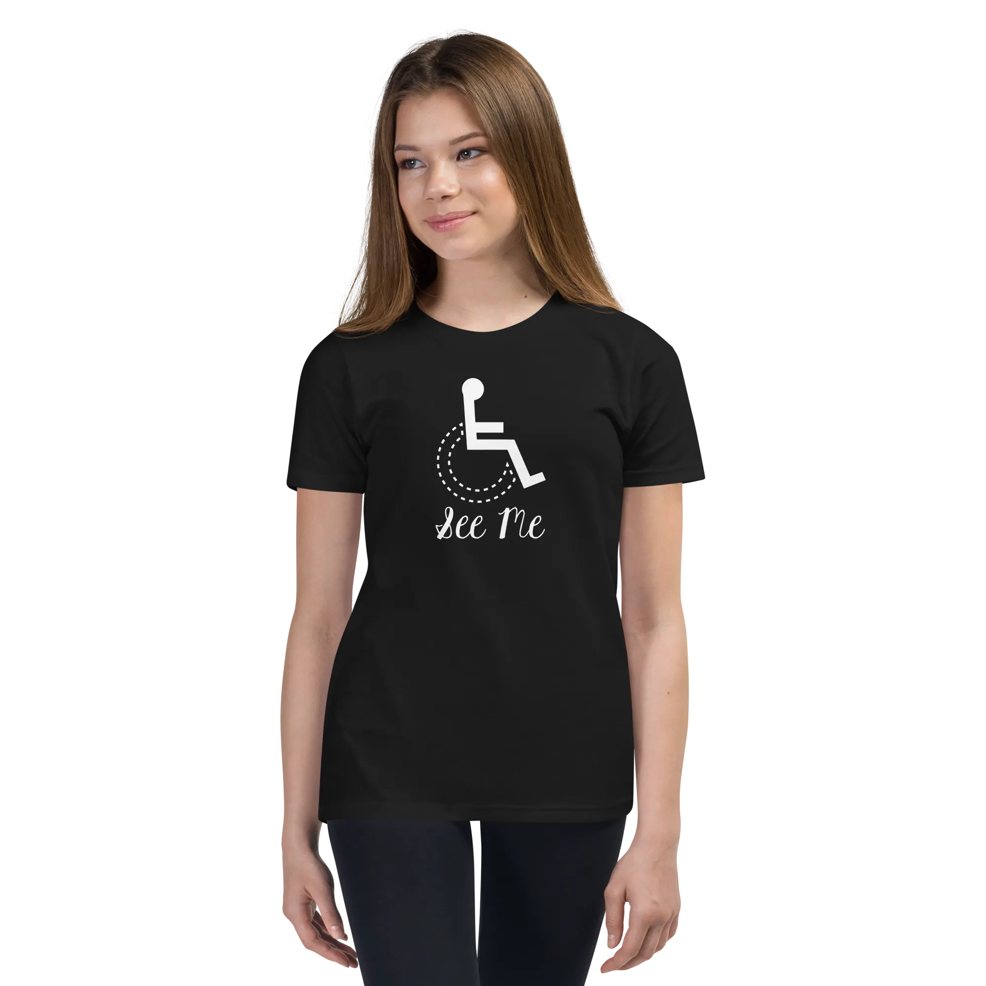 See Me (Not My Disability) Youth Dark Color Shirts (Fancy Font)