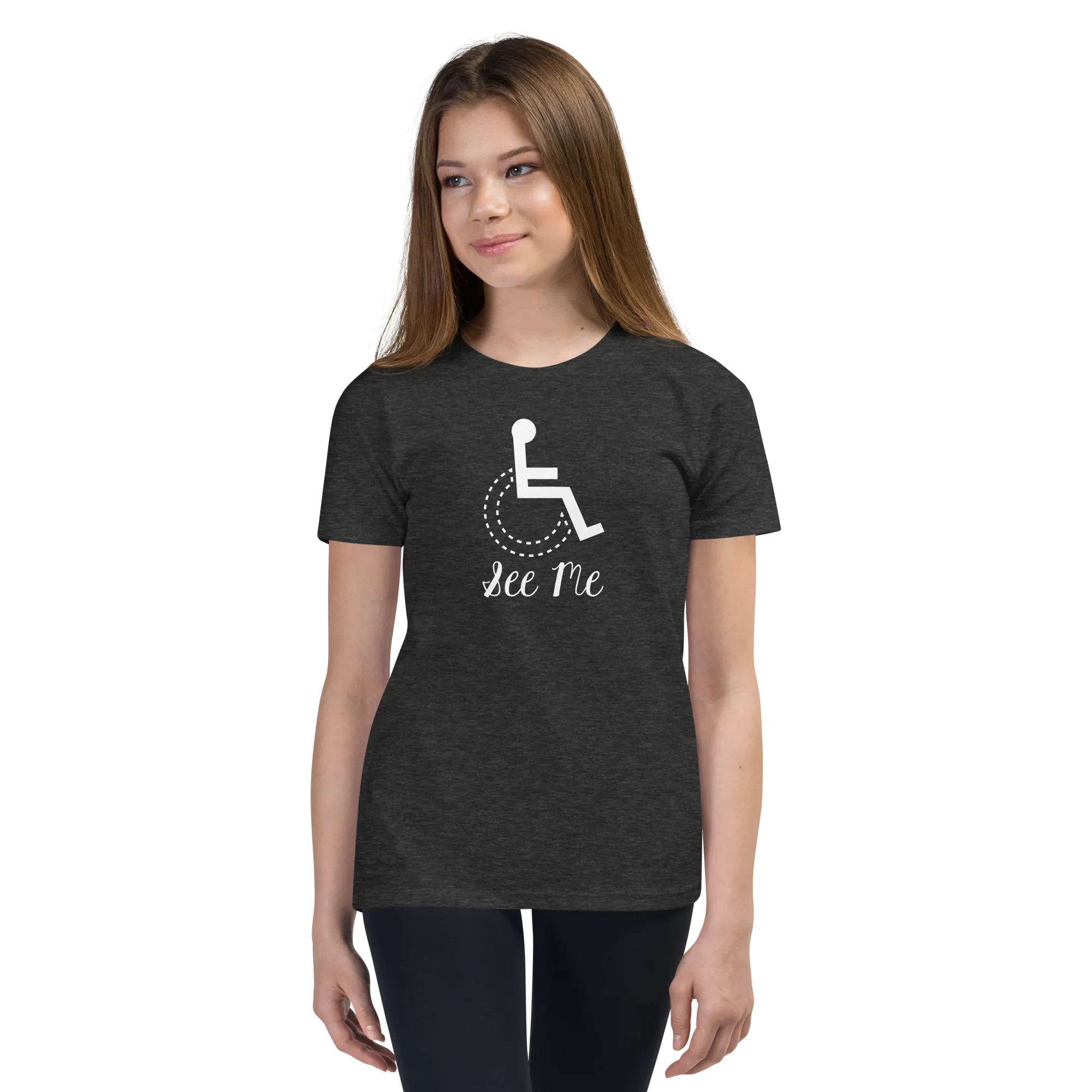 See Me (Not My Disability) Youth Dark Color Shirts (Fancy Font)
