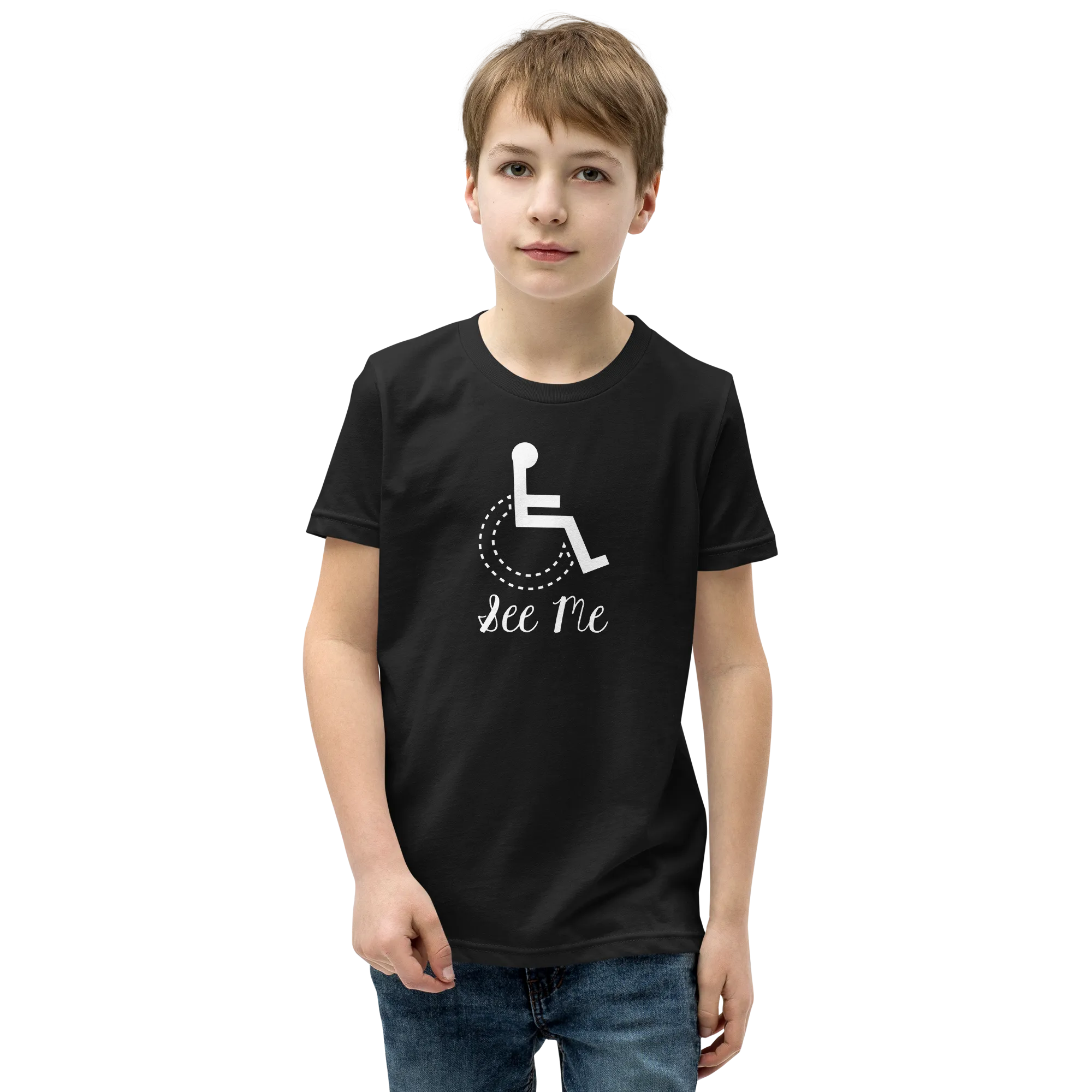 See Me (Not My Disability) Youth Dark Color Shirts (Fancy Font)