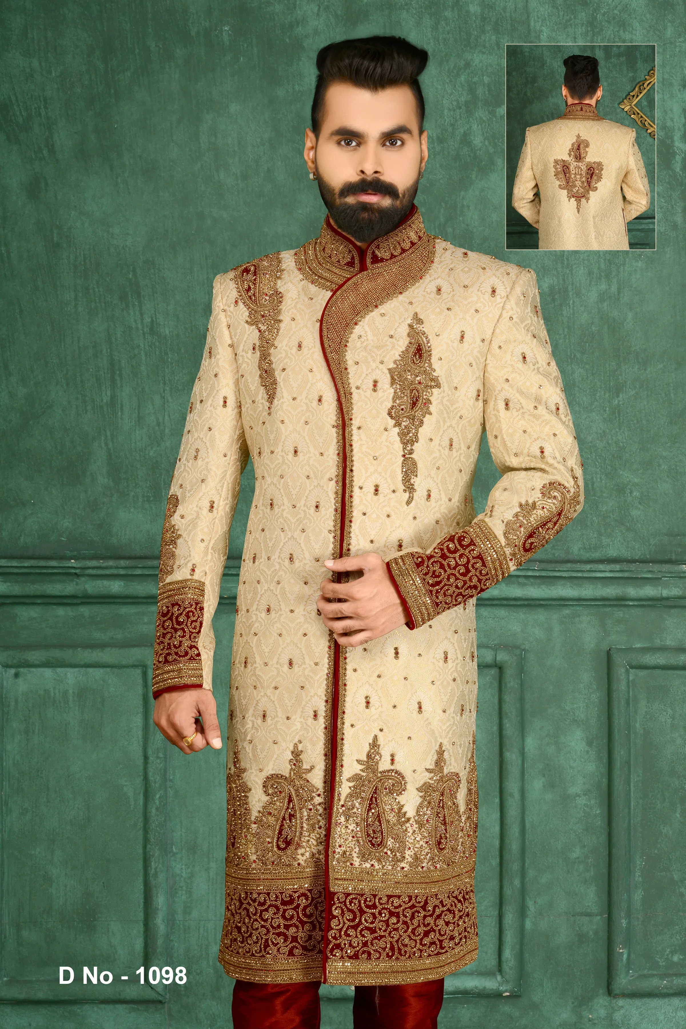 Sherwani (Custom Tailored) - (D.No.-1098)