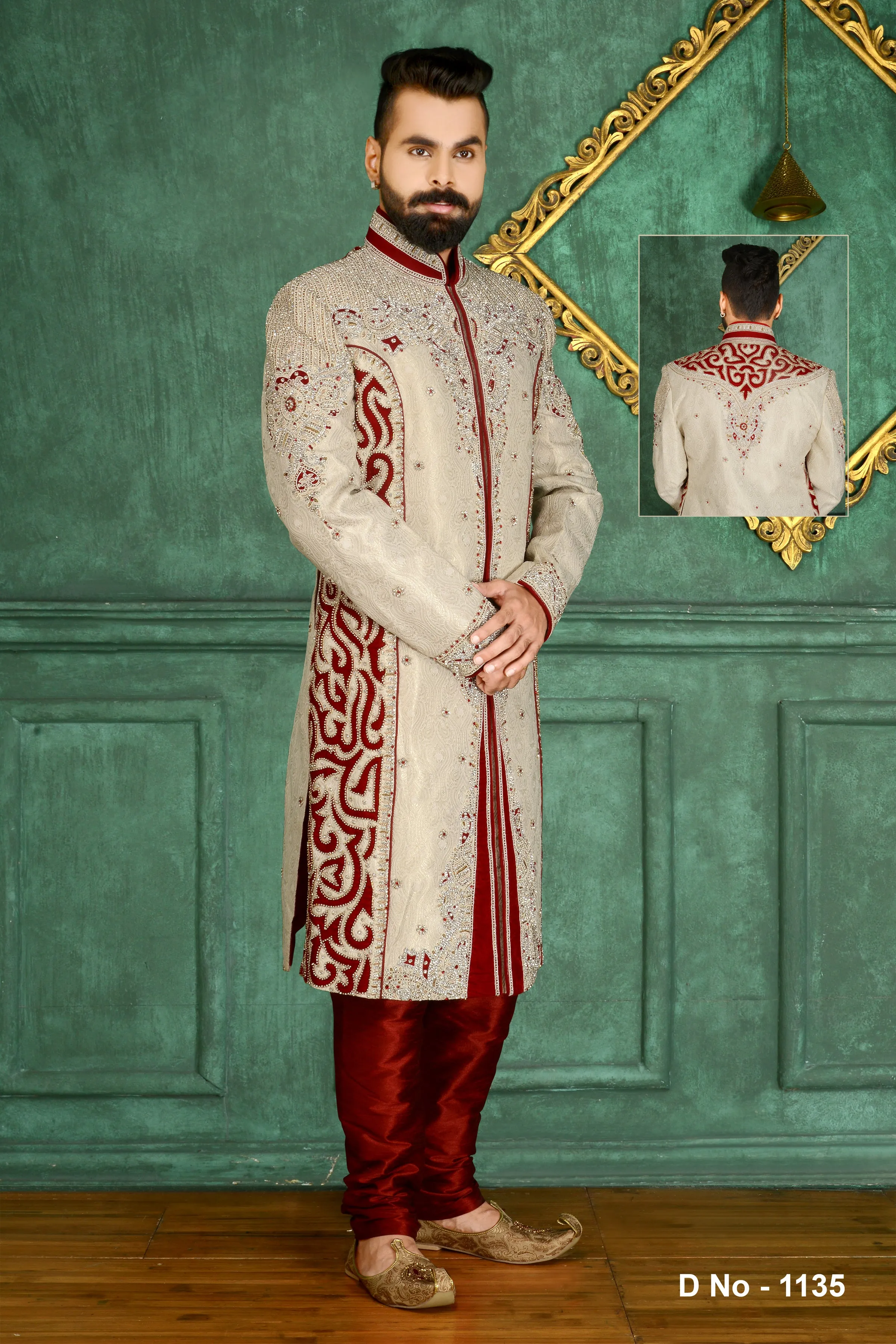 Sherwani (Custom Tailored) - (D.No.-1135)