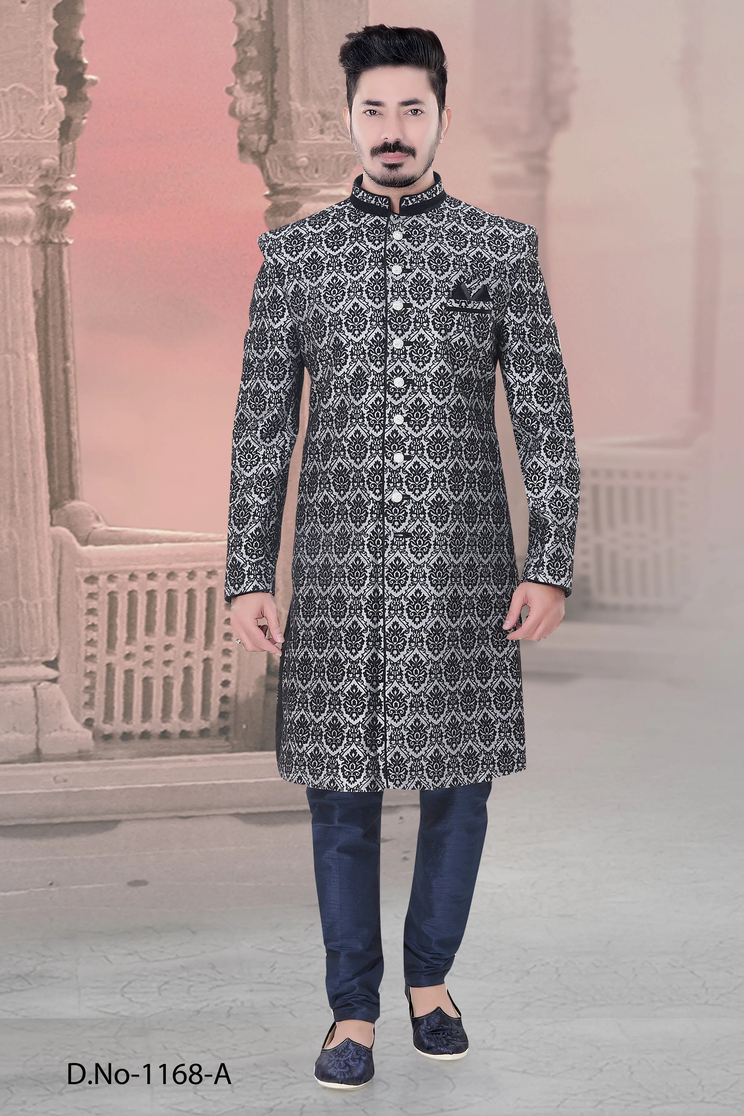 Sherwani (Custom Tailored) - (D.No.-1168-A)
