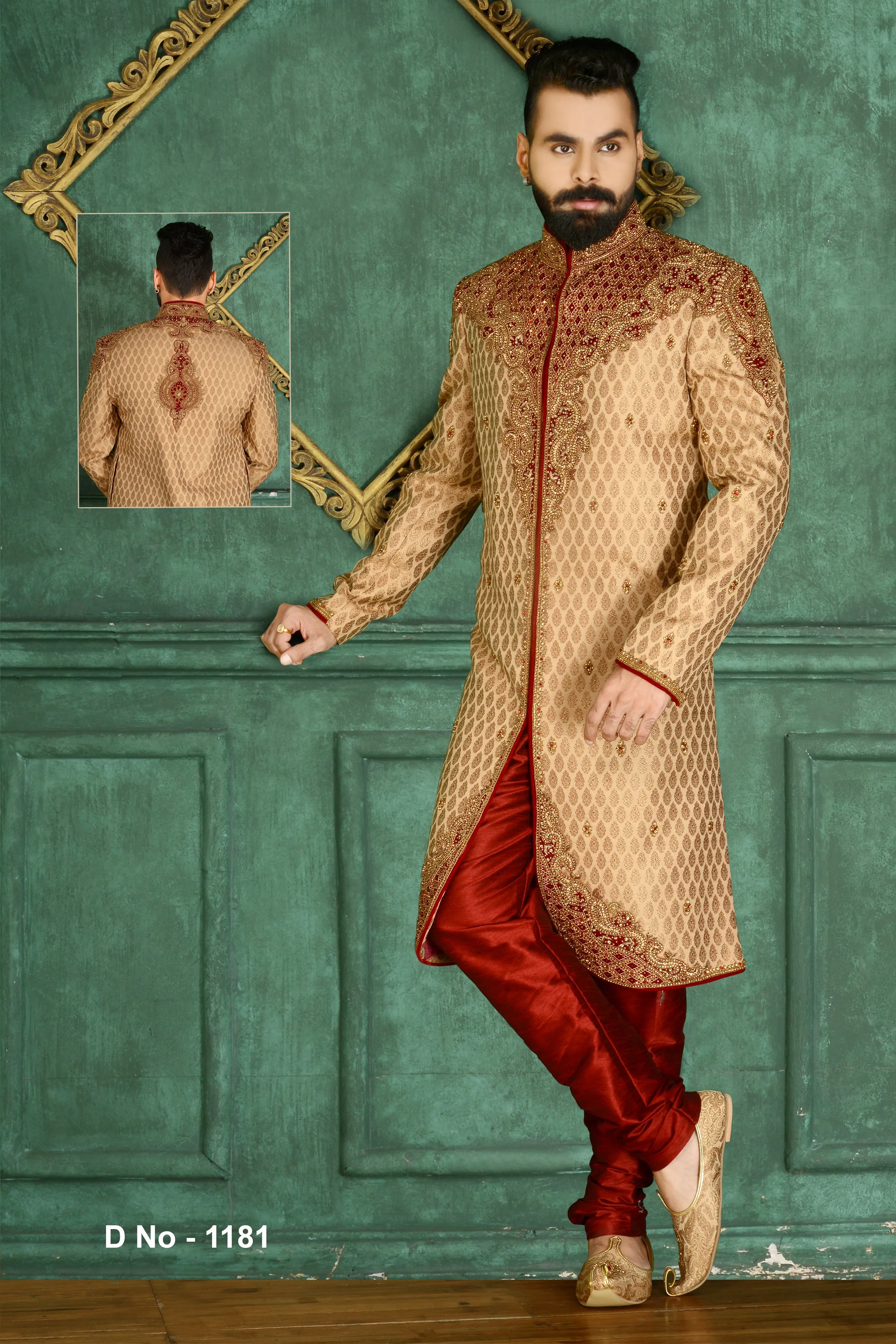 Sherwani (Custom Tailored) - (D.No.-1181)