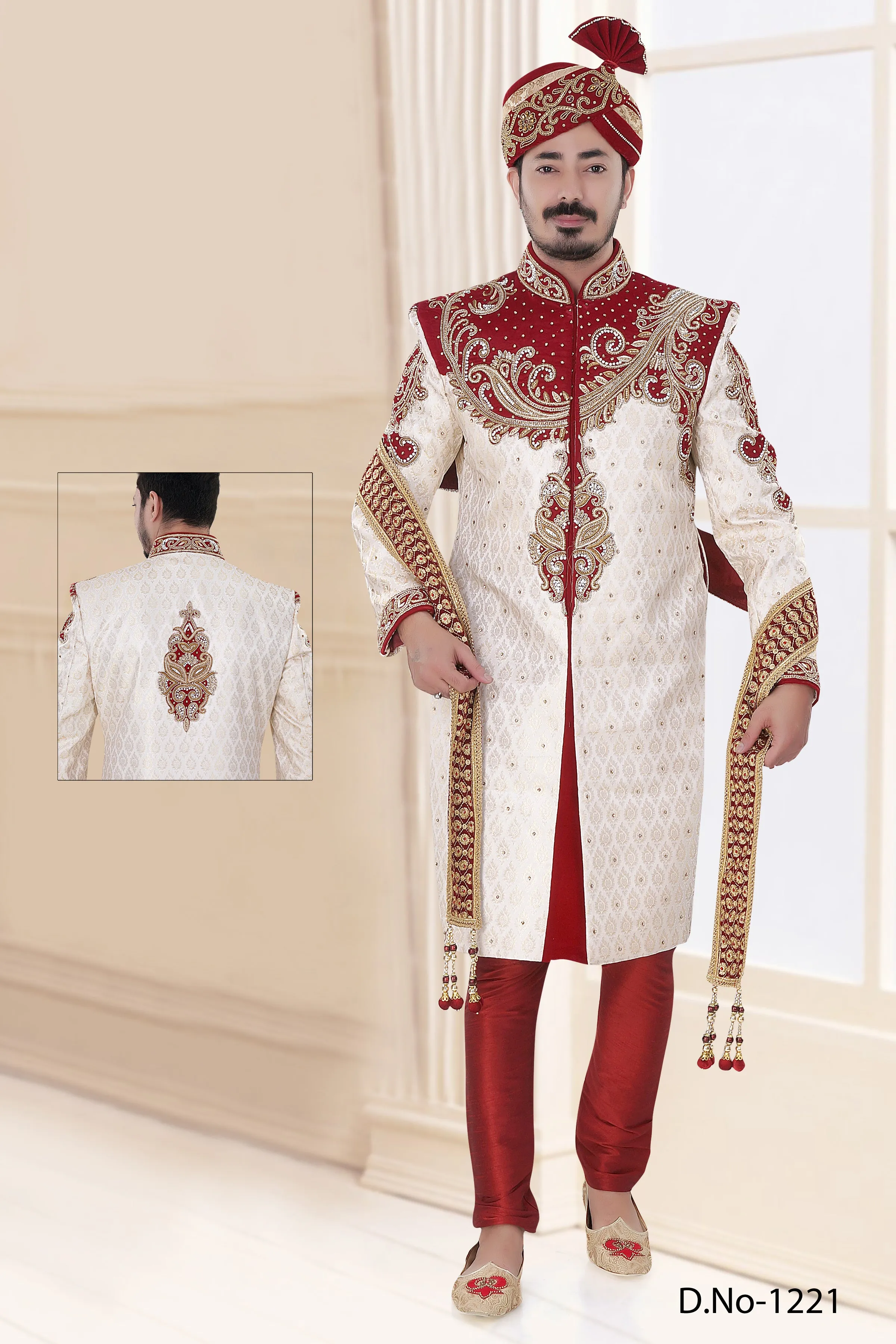 Sherwani (Custom Tailored) - (D.No.-1221)