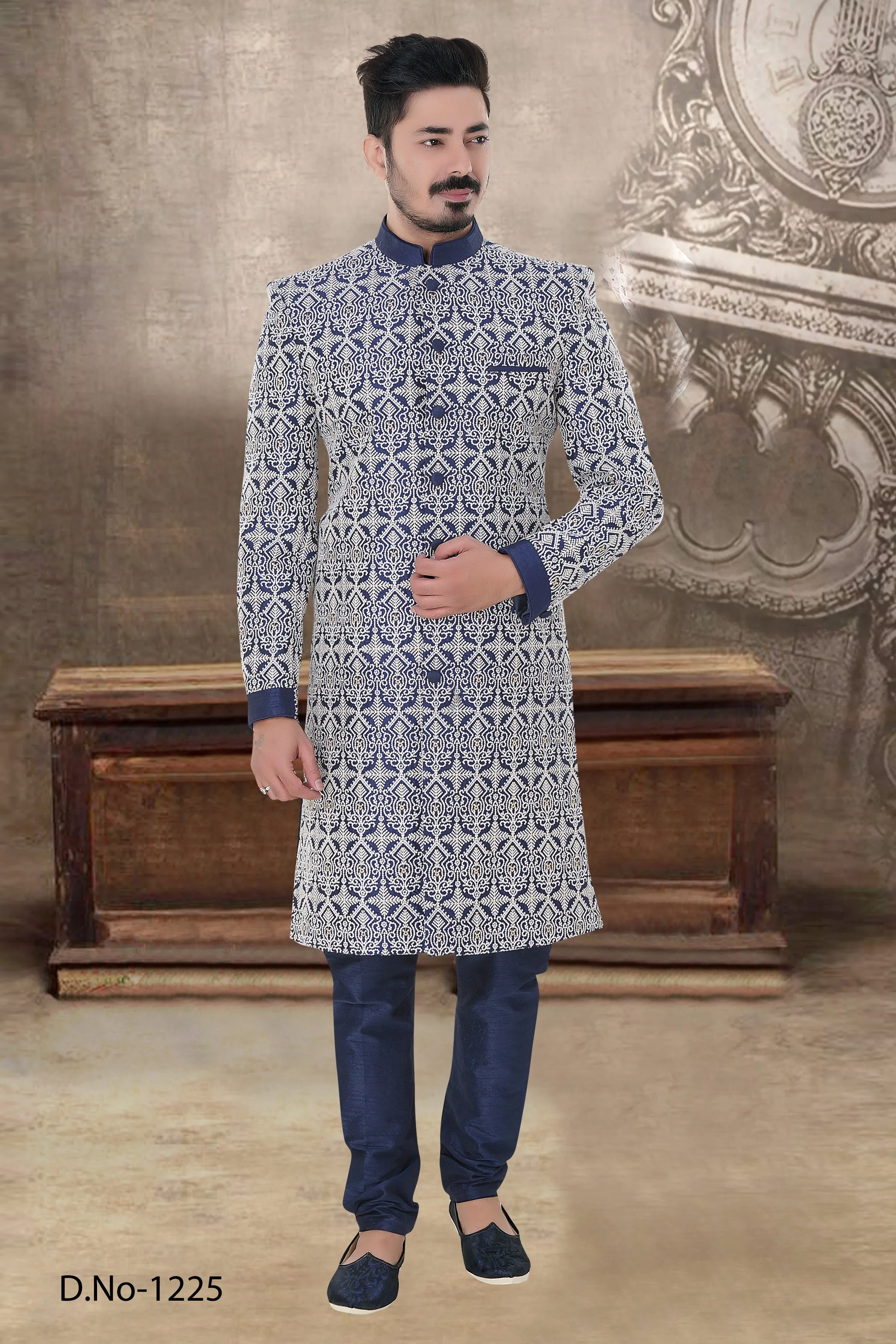 Sherwani (Custom Tailored) - (D.No.-1225)