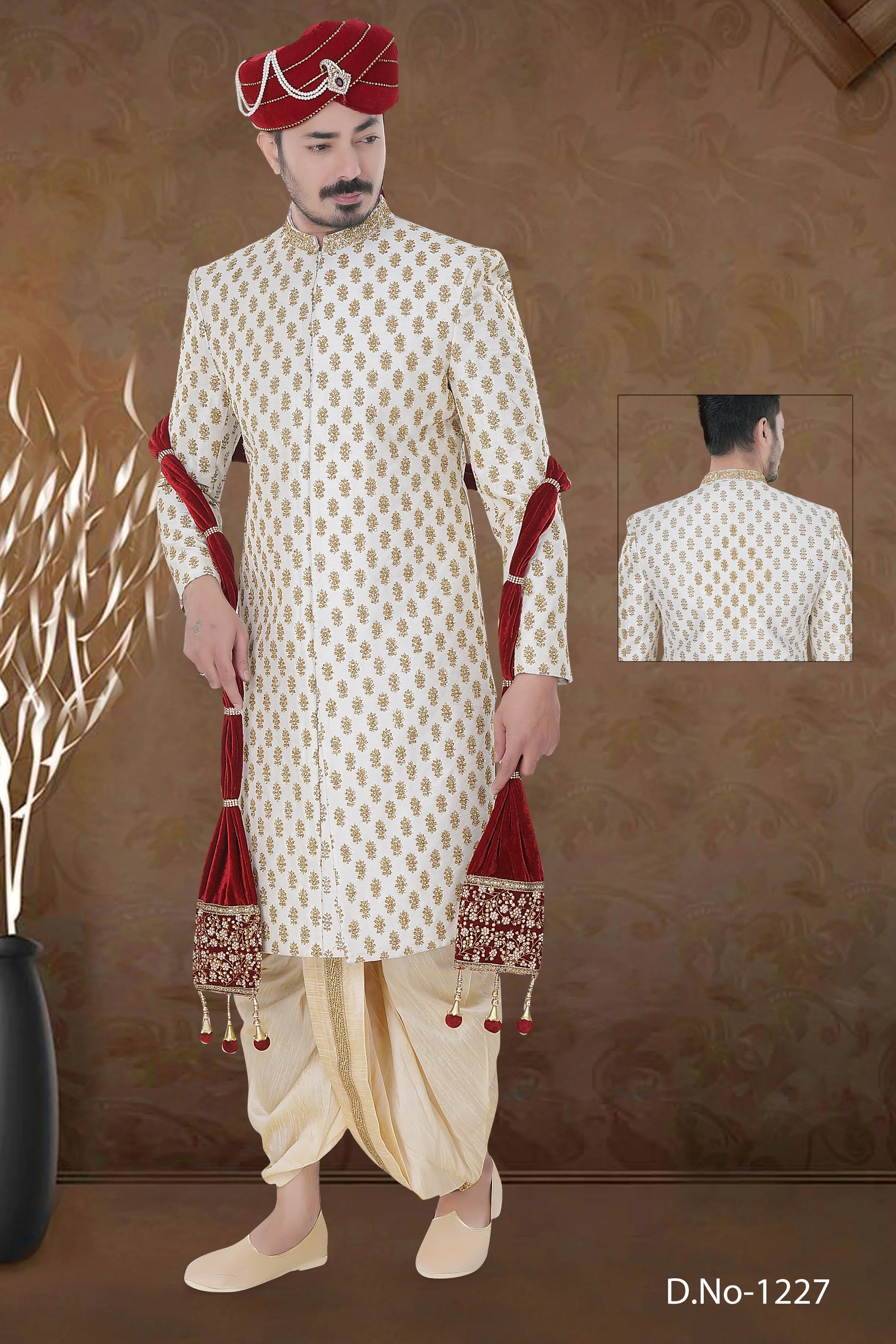 Sherwani (Custom Tailored) - (D.No.-1227)