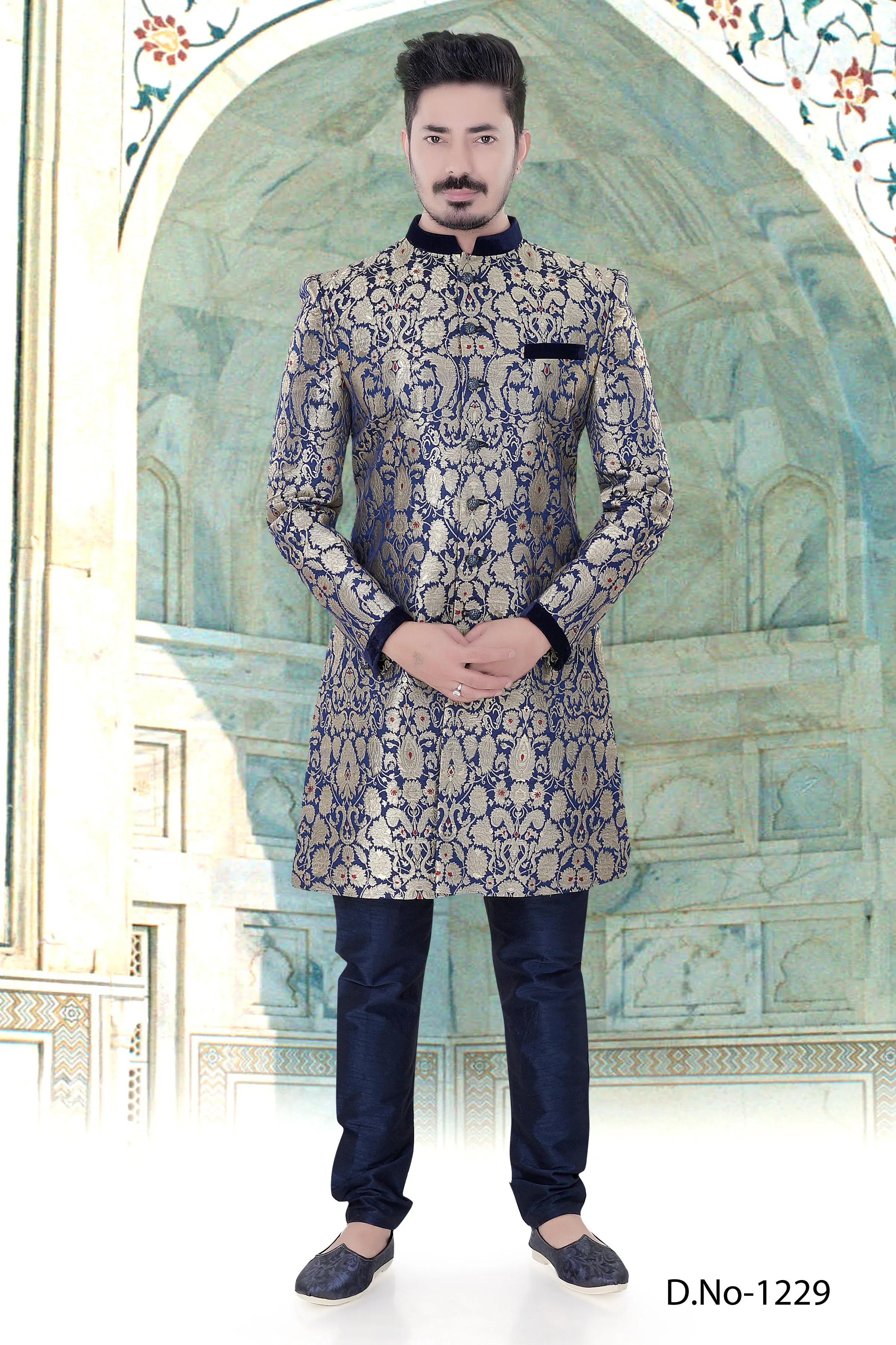 Sherwani (Custom Tailored) - (D.No.-1229)