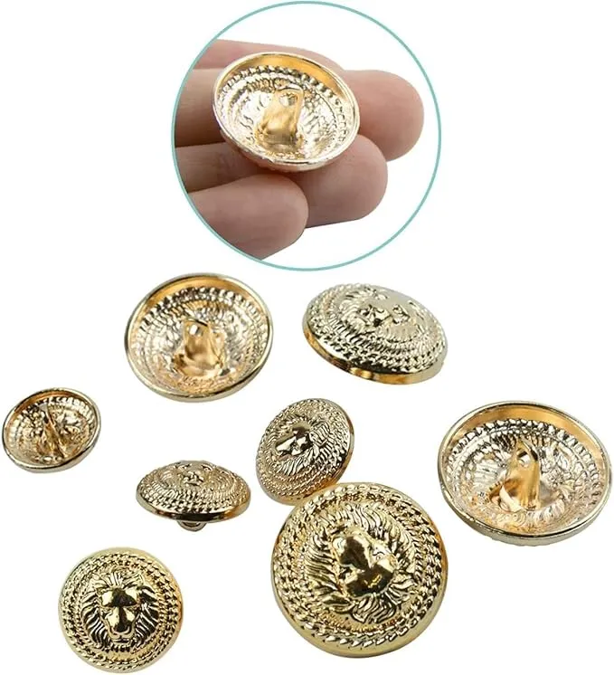 Shimmering Shiny Lion Metal Buttons(6 Big   6 Small)