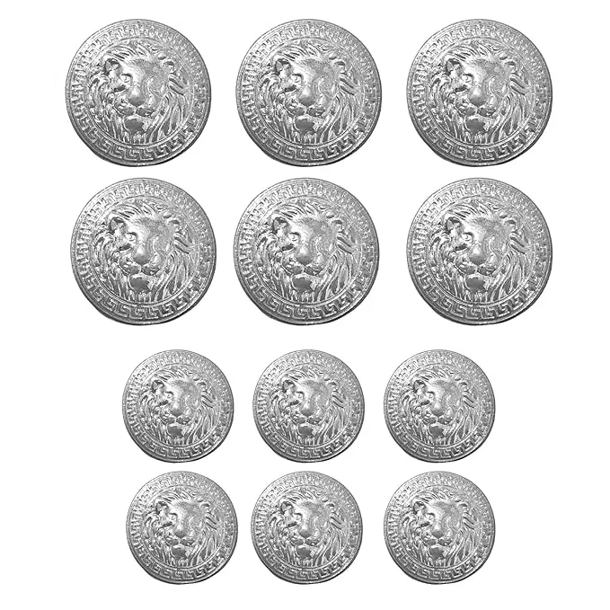 Shimmering Shiny Lion Metal Buttons(6 Big   6 Small)