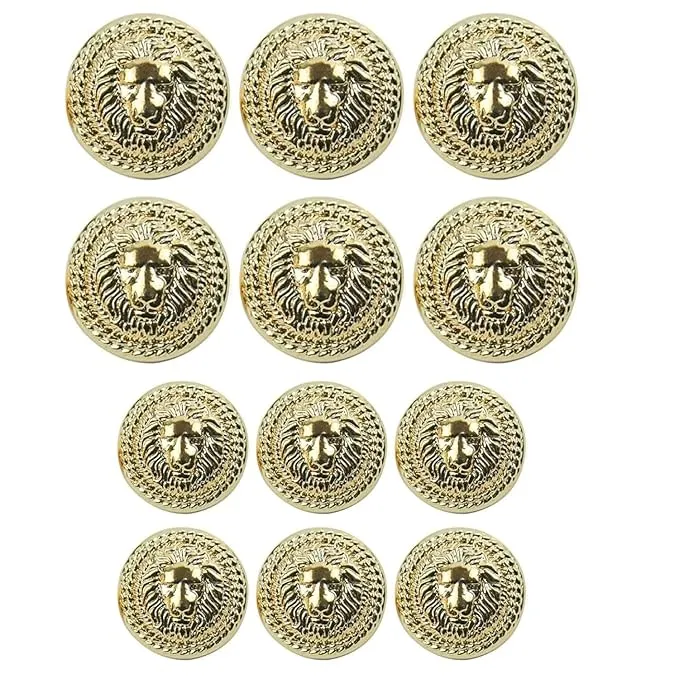 Shimmering Shiny Lion Metal Buttons(6 Big   6 Small)