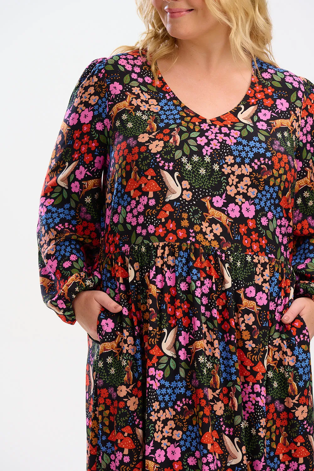 Sidney Midi Smock Dress- Multi, Woodland Floral