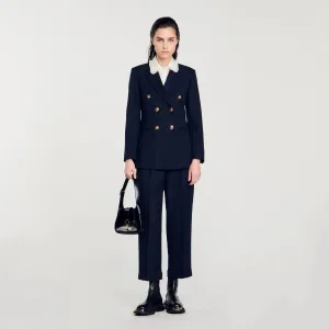 Sienne Double-Breasted Suit Jacket Navy Blue