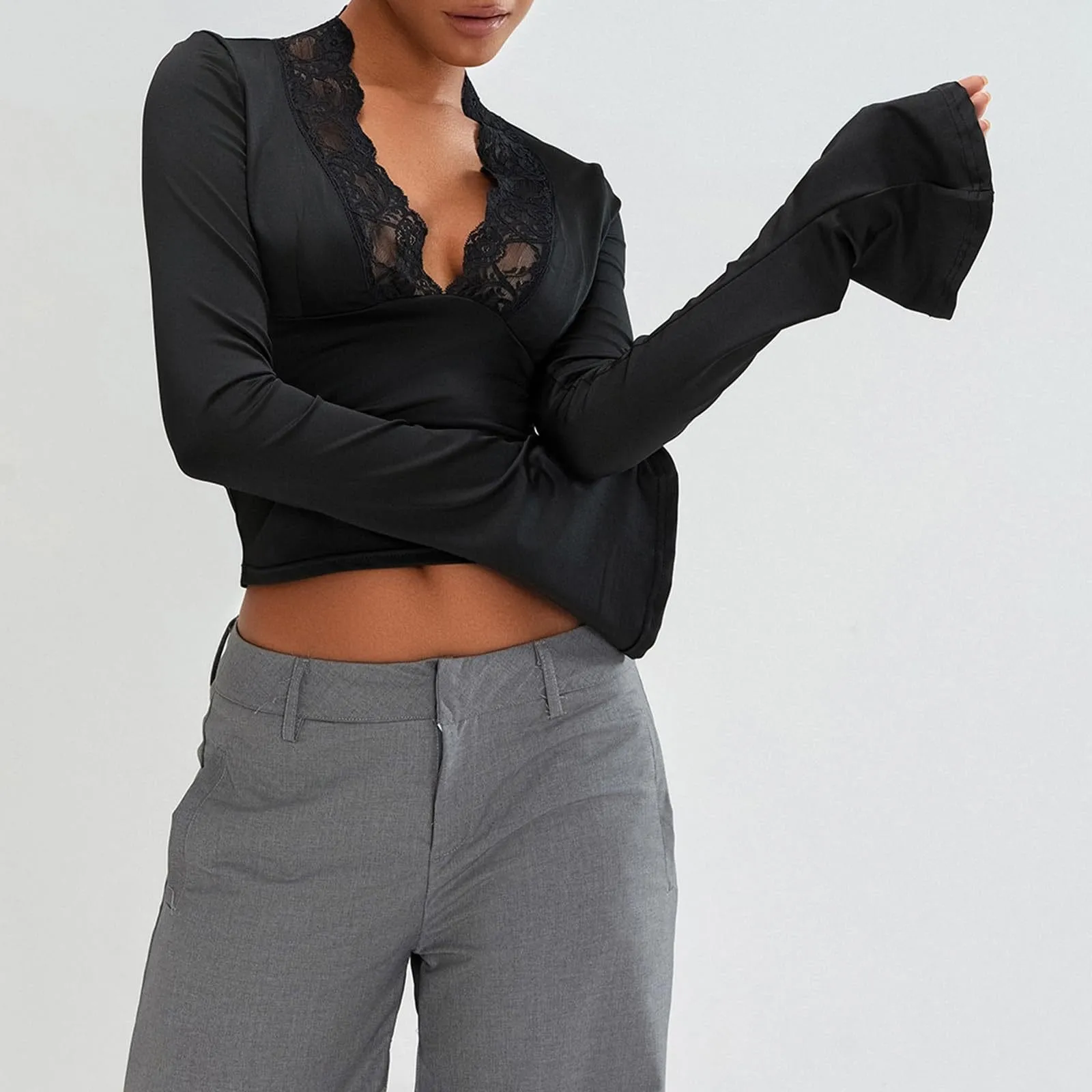 Sissi - Lace V-neck T-shirt