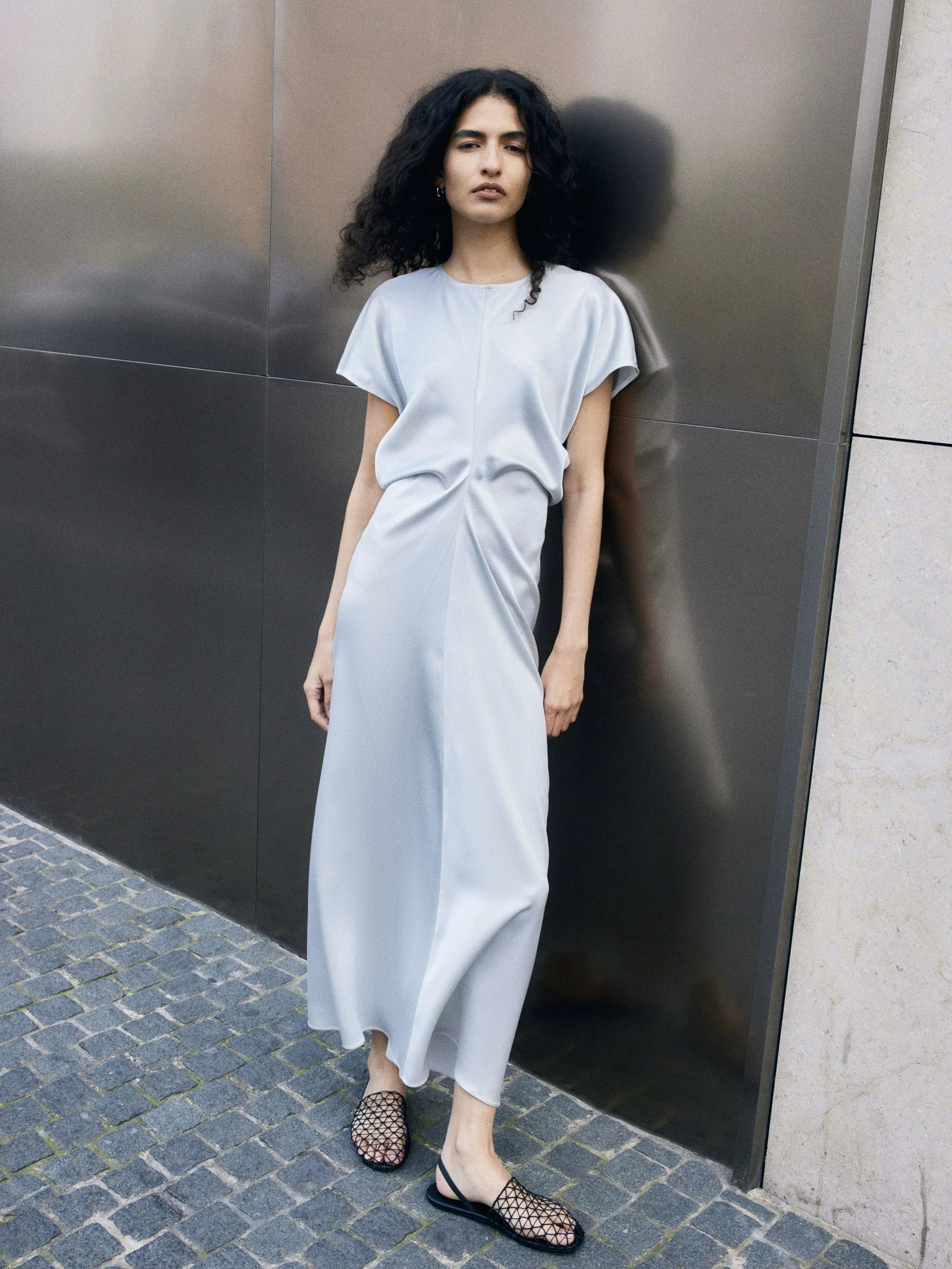 Sleek Satin Slim Dress