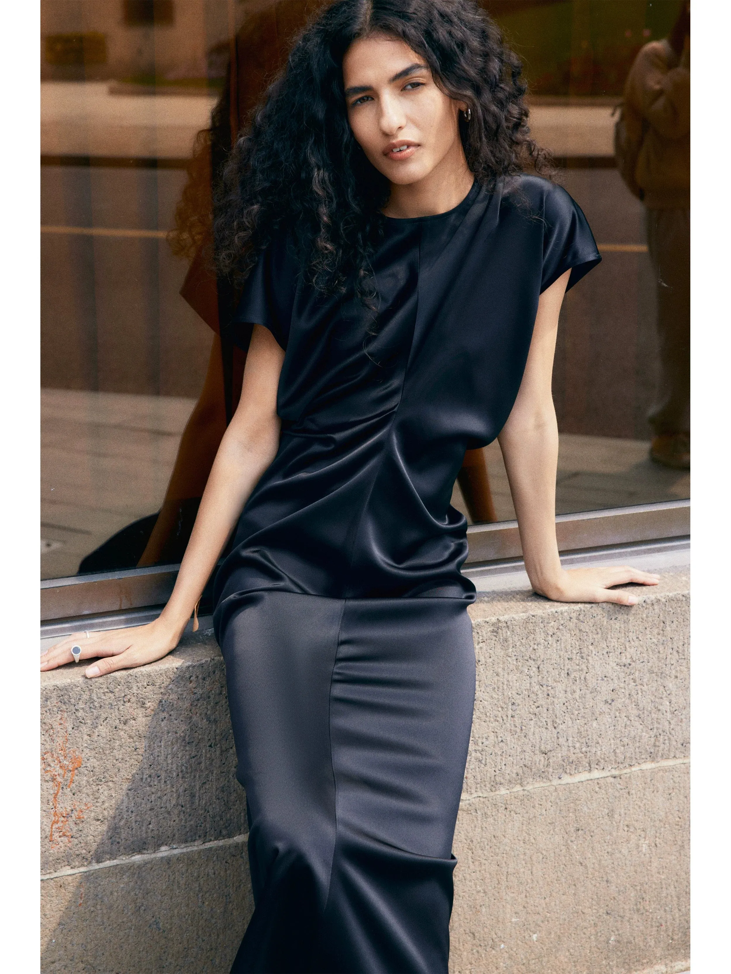 Sleek Satin Slim Dress