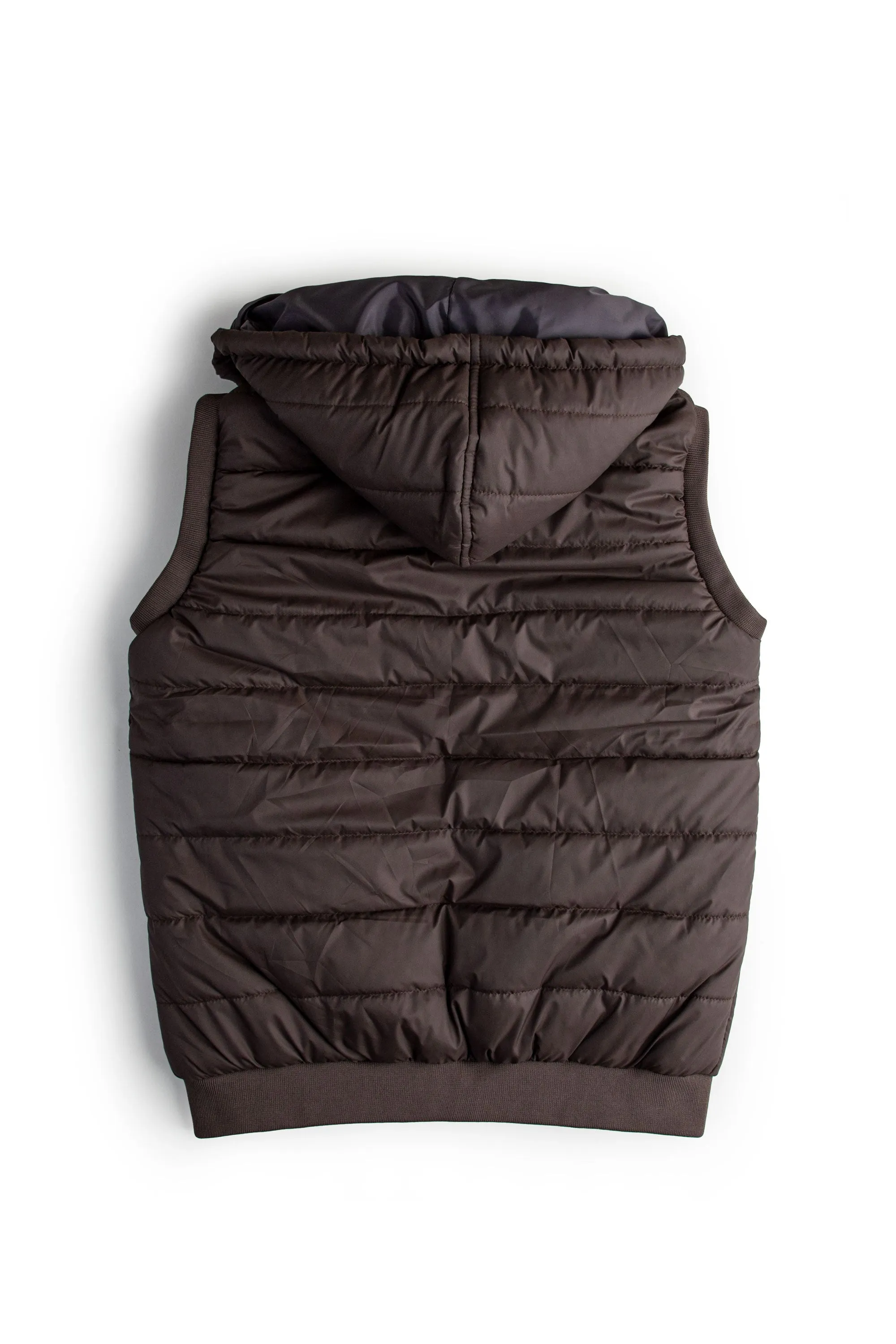 Sleeveless Brown Parachute Jacket