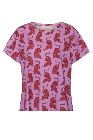 Sneaking Tiger T-shirt - Red sneaking tiger Art print
